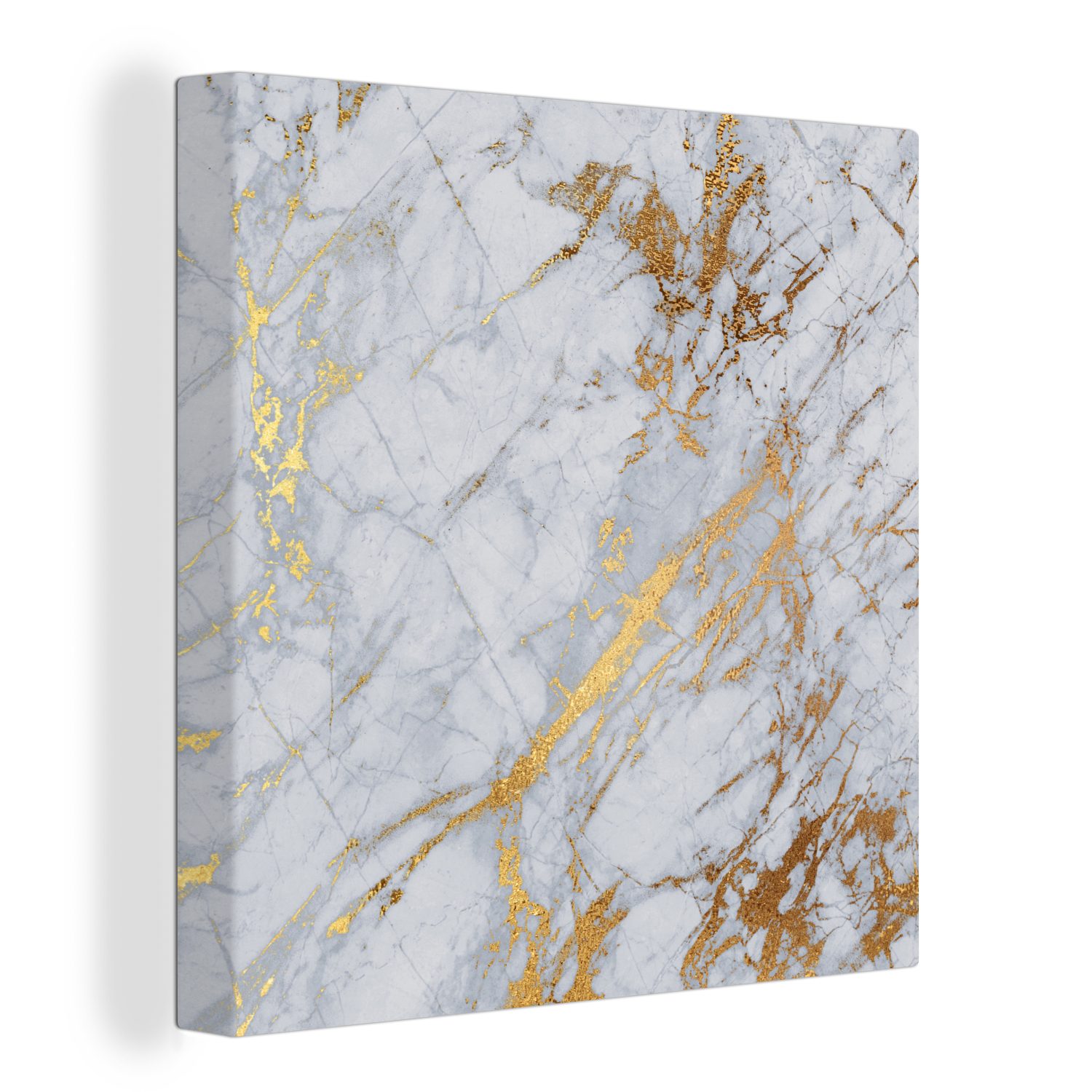 OneMillionCanvasses® Leinwandbild Marmor - Gold - Grau, (1 St), Leinwand Bilder für Wohnzimmer Schlafzimmer