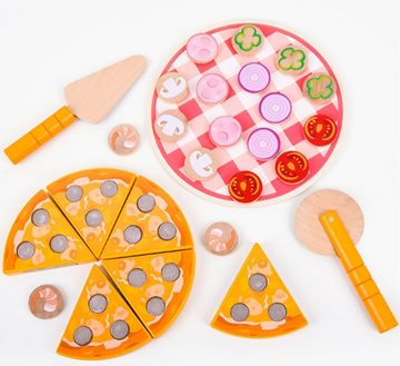 CoolBlauza Spiellebensmittel Pizza Spielzeug, Lernspielzeug, Holz Pizza Simulation, (22-tlg., DIY Holzspielzeug Rollenspielzeug), für Kinder ab 3 Jahren