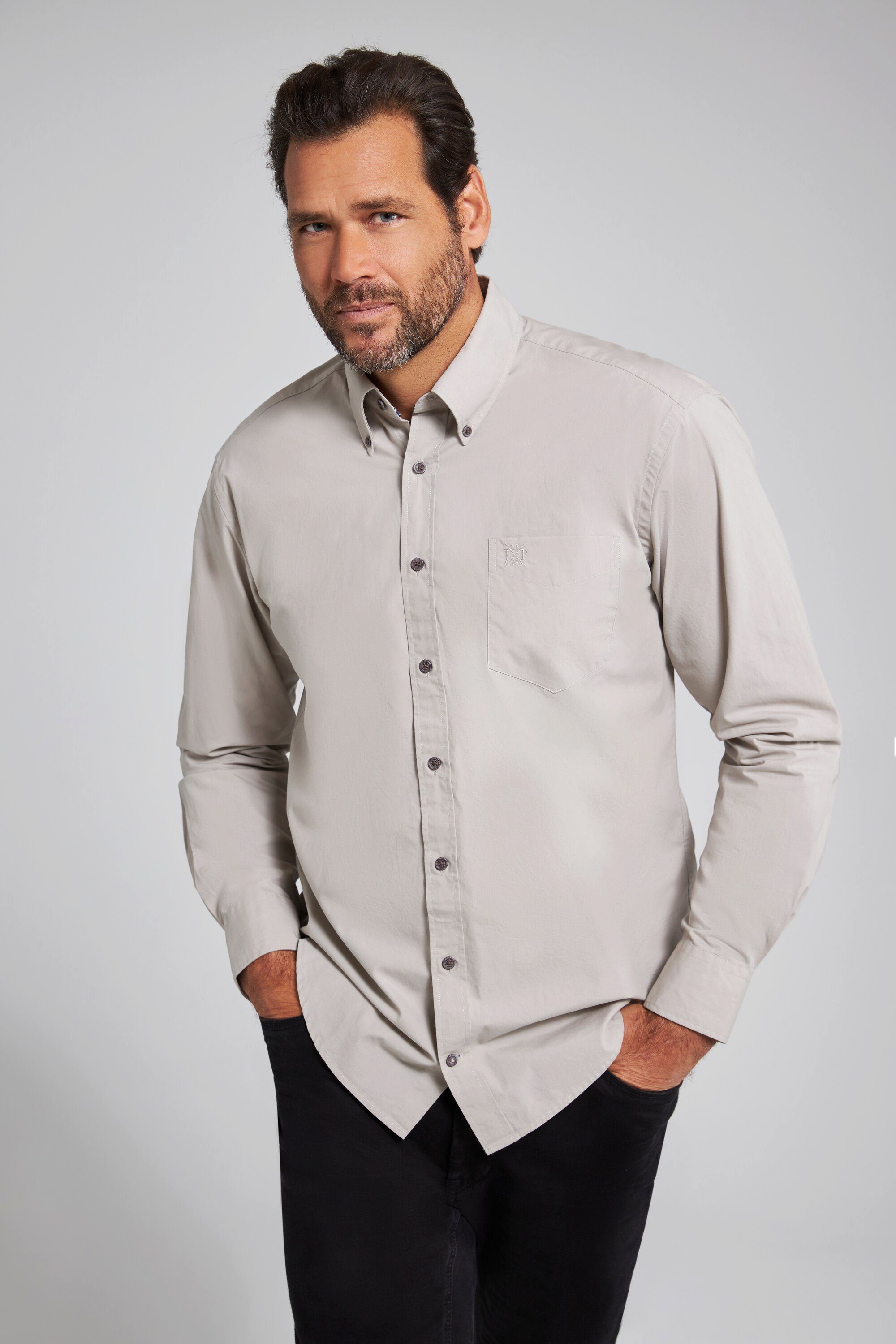 Herren Hemden JP1880 Langarmhemd Hemd Langarm Buttondown-Kragen Modern Fit