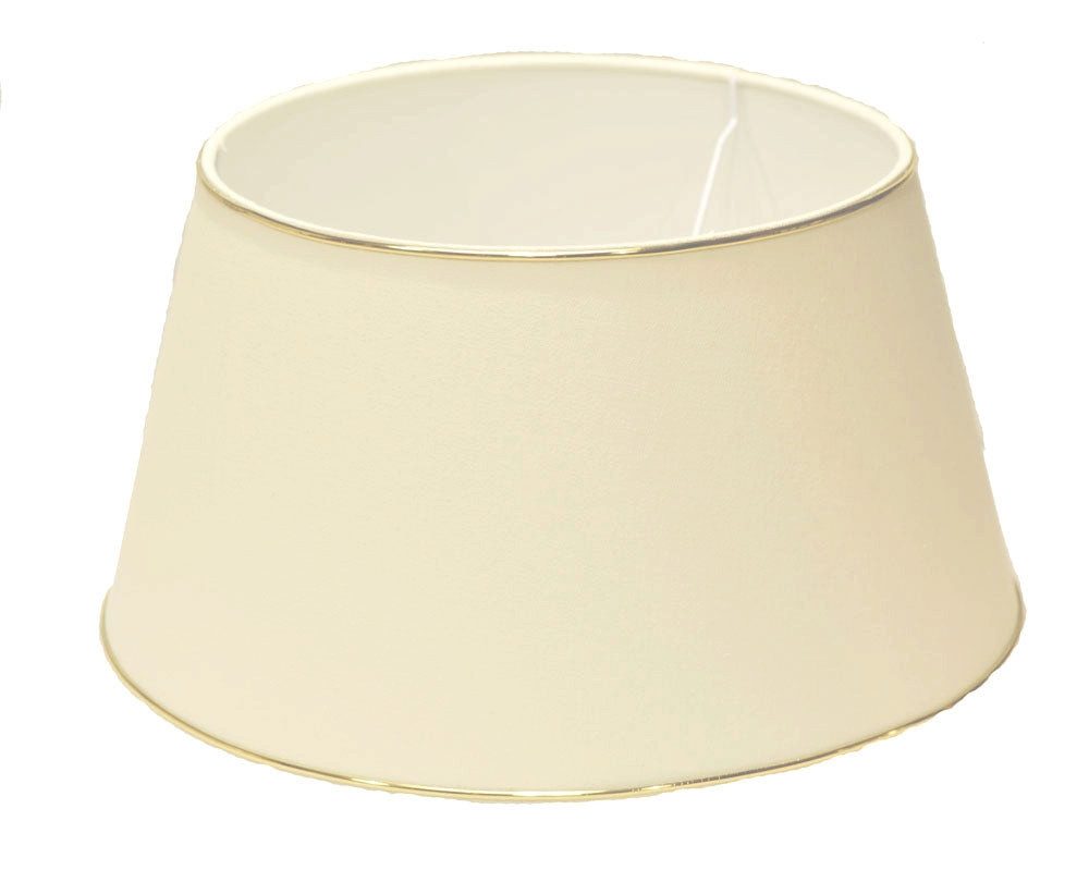 Dirk Davids Leuchten GmbH Lampenschirm Lampenschirm in Rund Leinen Weiß mit Goldprofil 20-15-13cm, Stilvolles Design mit Goldprofil