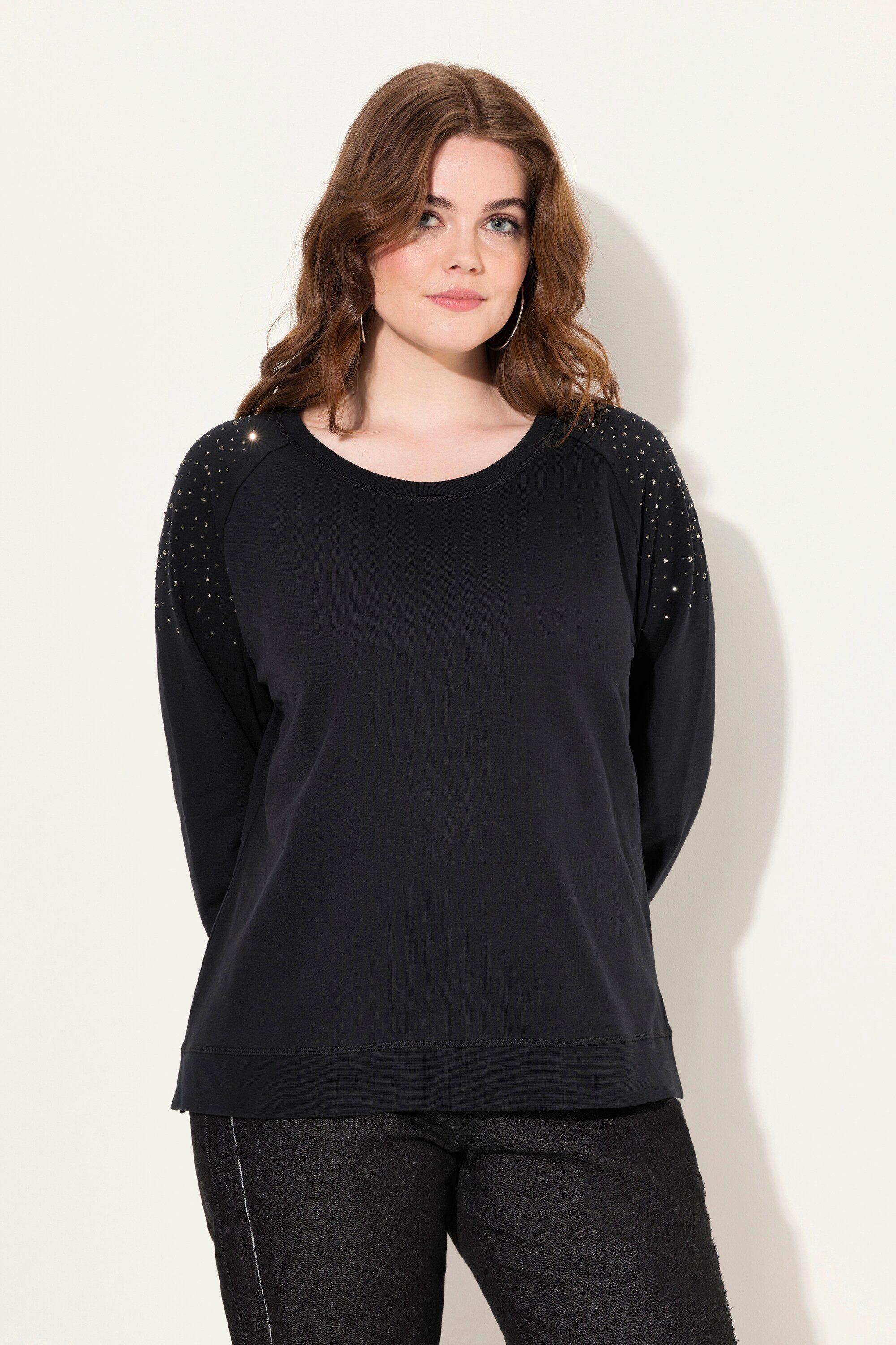 Ulla Popken Sweatshirt Sweatshirt Ziernieten Oversized günstig online kaufen