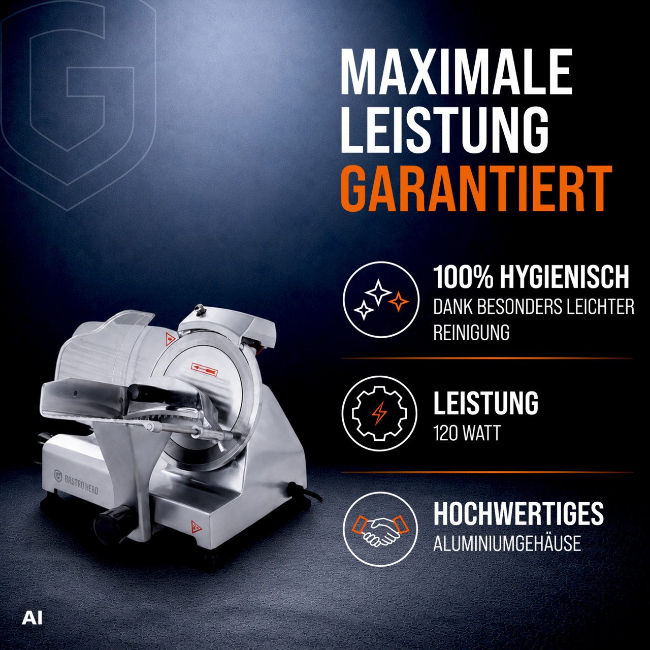 GastroHero Elektromesser Aufschnittmaschine ASM195, Wurstschneidemaschine, 120 W, Integrierter Schleifstein, Schuko-Stecker, kompakte Bauweise
