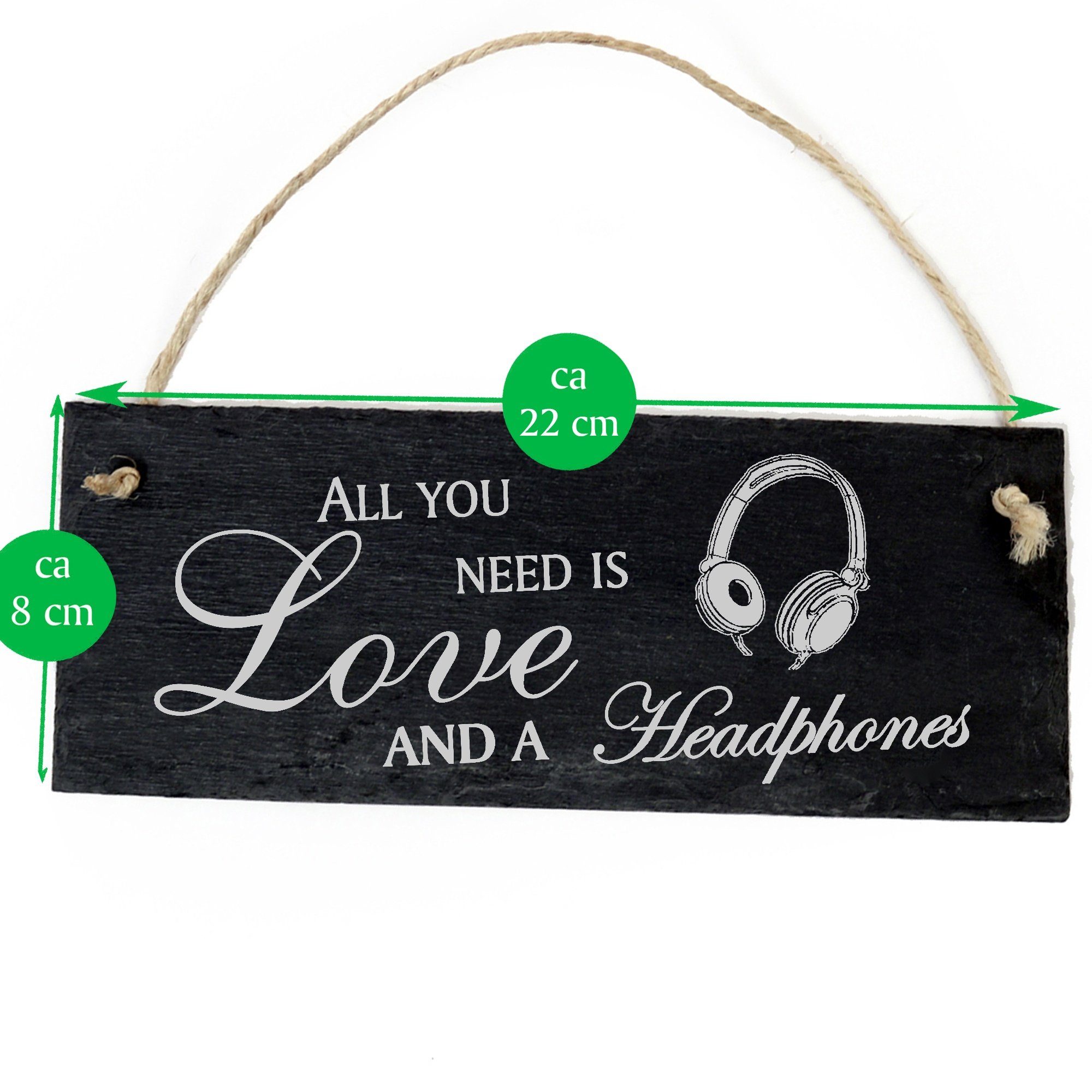Dekolando Hängedekoration Kopfhörer 22x8cm All is you and need a Love Headphones