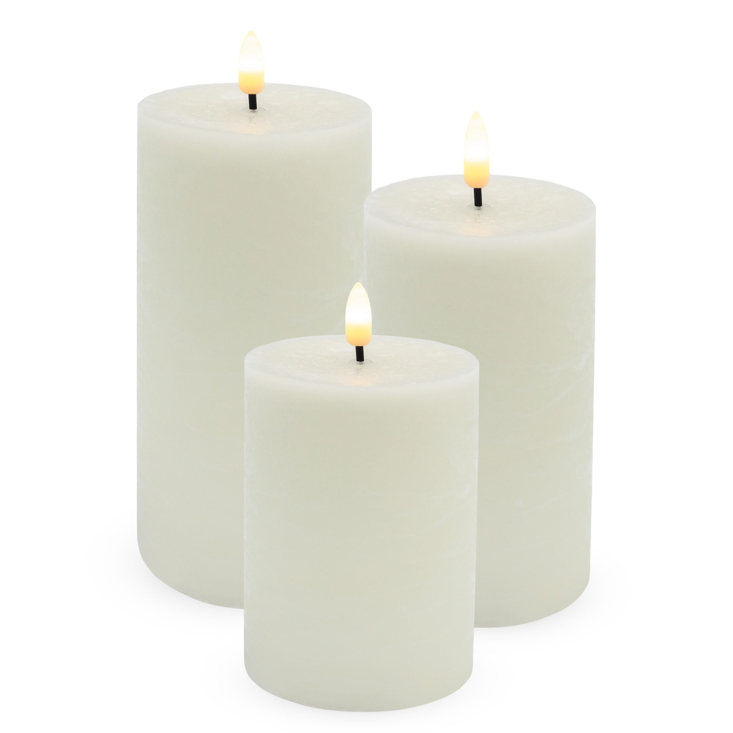 Spetebo LED-Kerze Echtwachs 3er Set mit Timer und Flacker Effekt (Set, 1-tlg., 1), mit Flacker Effekt