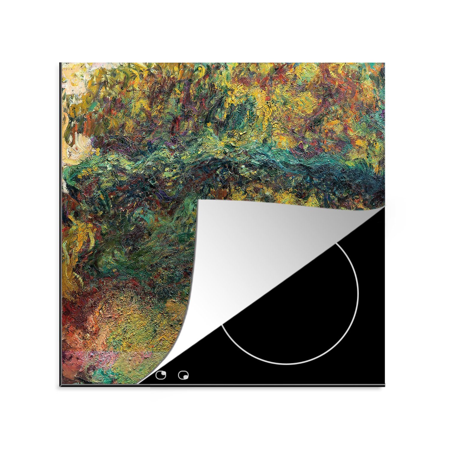 MuchoWow Herdblende-/Abdeckplatte Die japanische Brücke - Claude Monet, Vinyl, (1 tlg), 78x78 cm, Ceranfeldabdeckung, Arbeitsplatte für küche