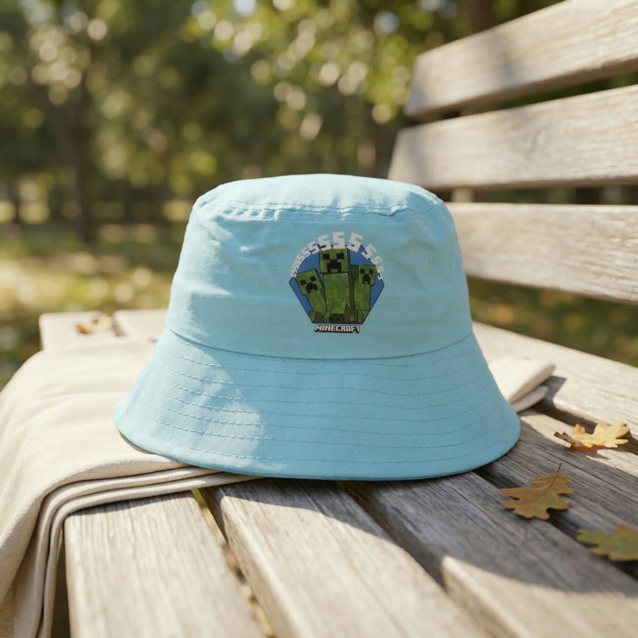 Minecraft Fischerhut Minecraft Creeper Kinder Jungen Fischerhut Hut Gr. 52 bis 54, 100% Baumwolle in Grün oder Blau