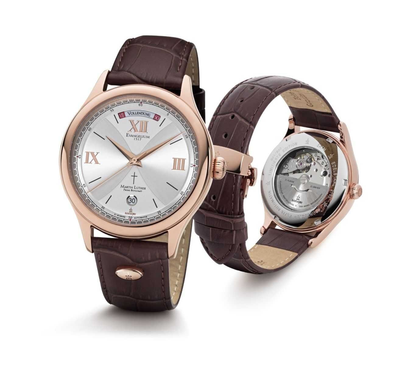 Automatikuhr Martin Luther Evangelium Herrenuhr rose/sil 40 mm