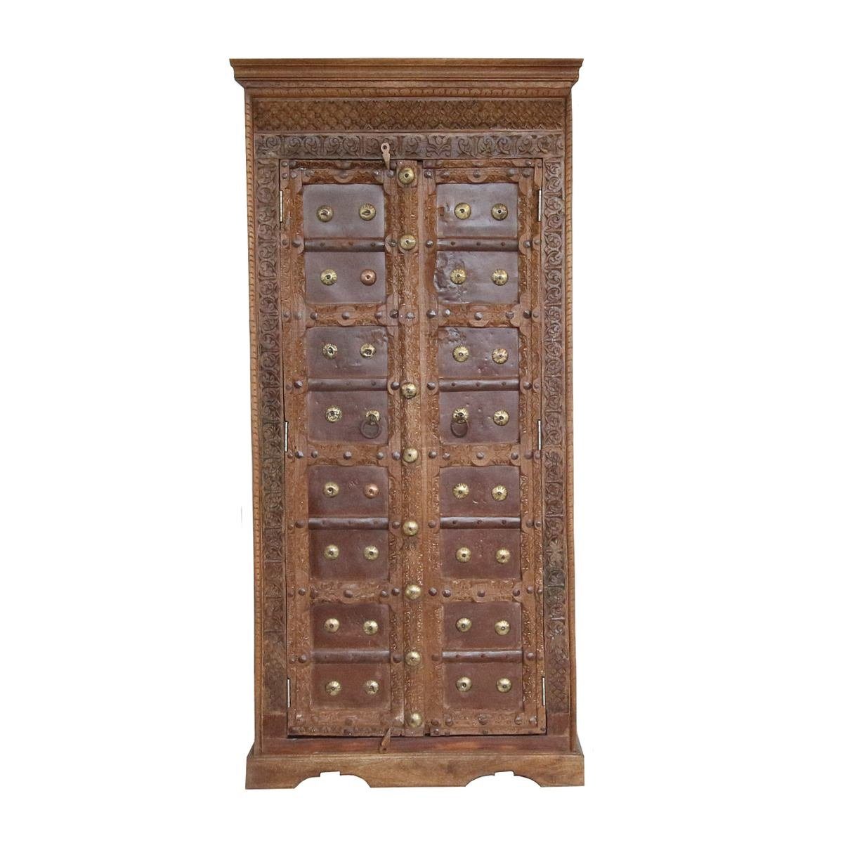 Oriental Galerie Mehrzweckschrank Brauner Schrank mit Antiken Türen 185 cm Old Door 4 Handarbeit