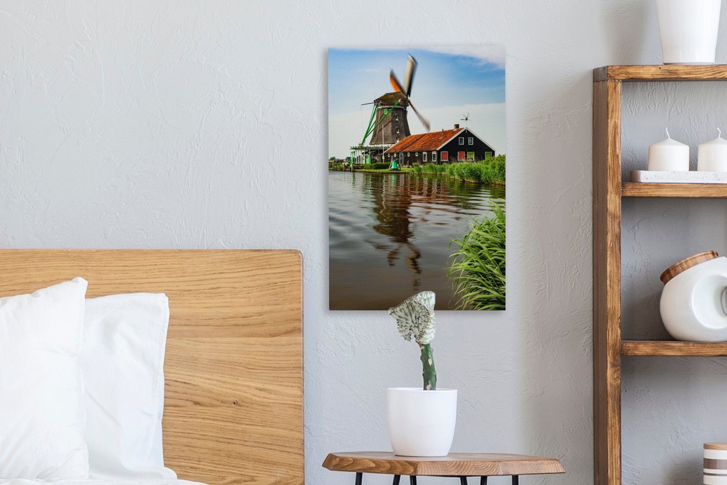 OneMillionCanvasses® Leinwandbild Windmühle Schans, cm bespannt inkl. St), Niederlande, (1 fertig in der Gemälde, Leinwandbild Zaanse Zackenaufhänger, 20x30