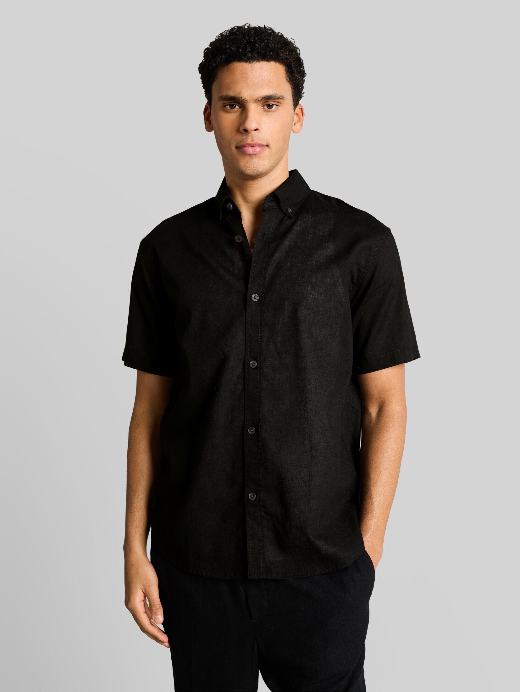 TOM TAILOR Denim Kurzarmhemd Blusen & Shirts Relaxed Fit Kurzarmhemd mit Leinenanteil