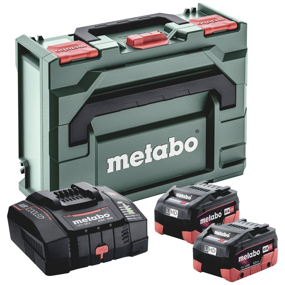 metabo Metabo 685303000 Basic-Set 2x LiHD 8 Ah + ASC 290 + metaBOX 145 Werkze Akku