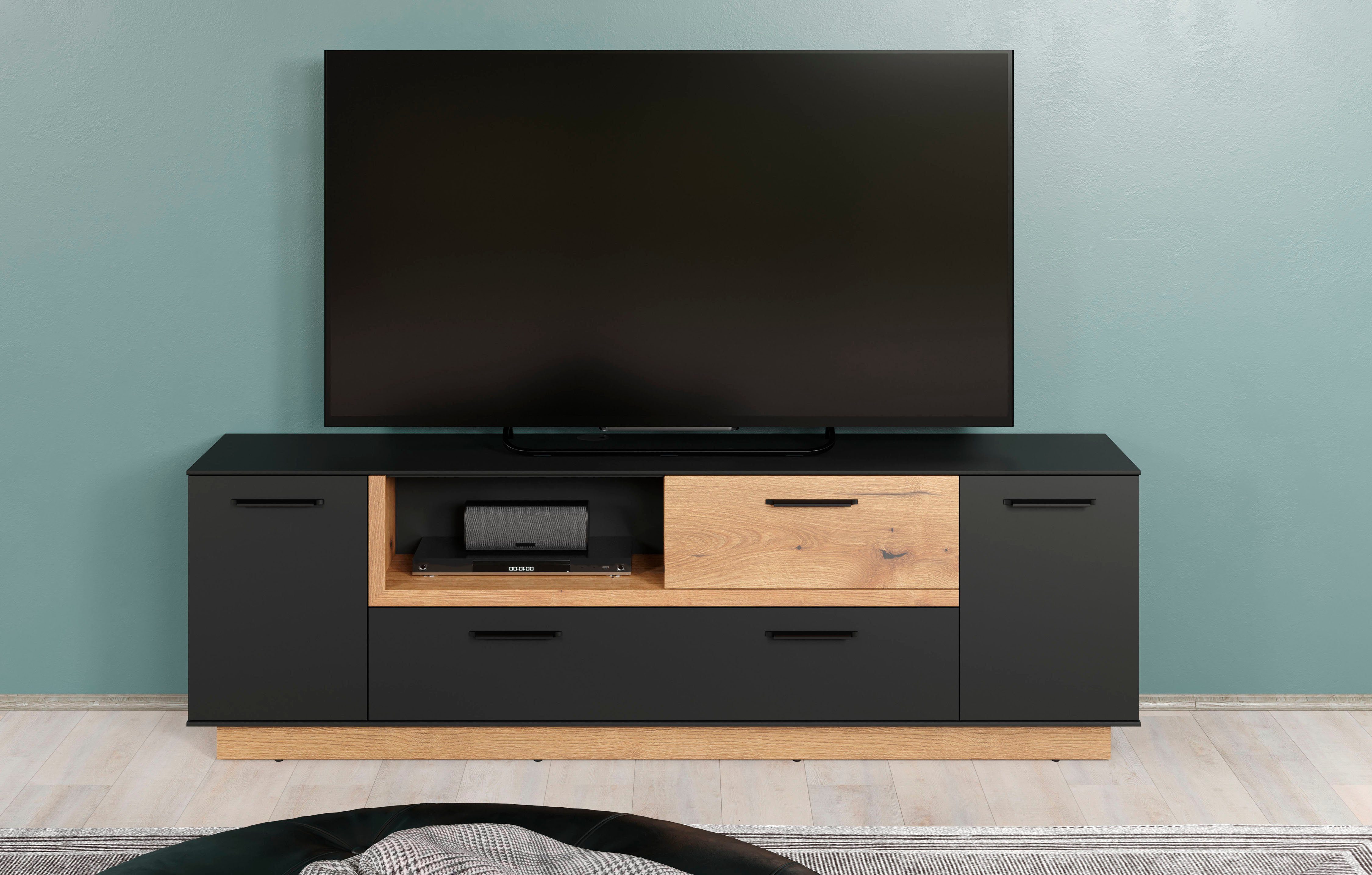 INOSIGN TV-Bank Premont (1 St), ca. 187 cm breit, zweifarbiger TV-Schrank, moderne Eiche, stehend