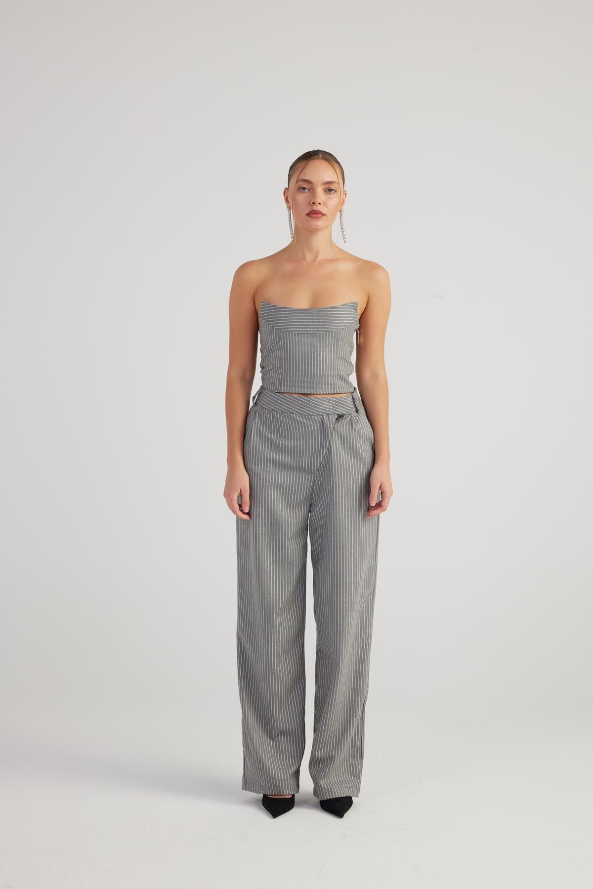 HOLLY LOLLY Bequeme Jeans Glitzer Palazzo-Hose mit Streifen