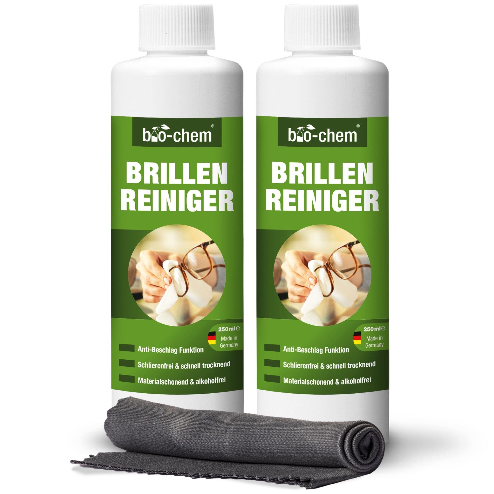 Brillenreiniger Set 2x 250 ml – Anti-Beschlag & Tuch Glasreiniger