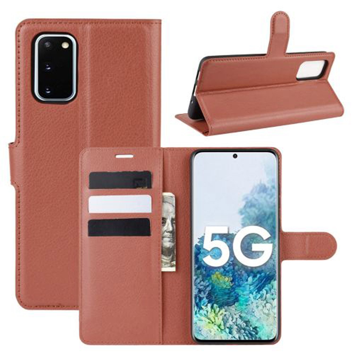betterfon Handyhülle Handytasche für Samsung Galaxy S20 FE Wallet Case Handyhülle Grau, Wallet Case mit Kartenfächern Magnetverschluss und weicher Innenhülle