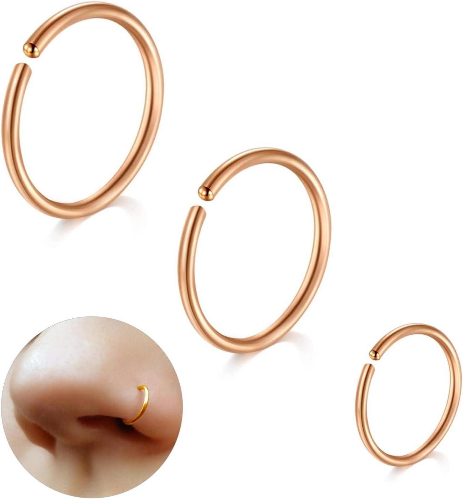 Nasenpiercing-Set Nasenpiercing Set Titan Schwarz Gold Silber 18G 20G 6/8/10MM 3PCS