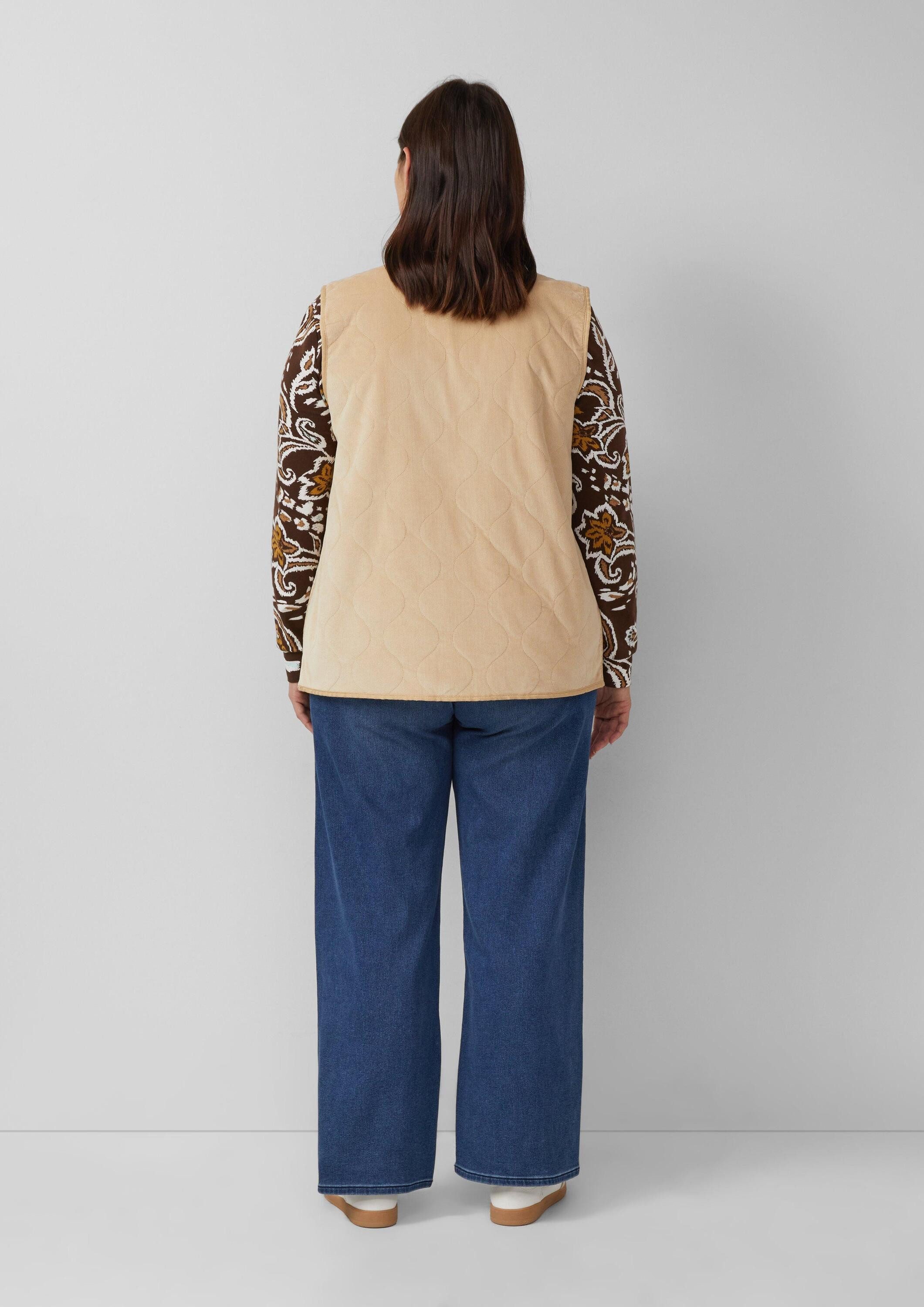 s.Oliver Funktionsweste Indoor-Weste Verschlusslose Cord-Weste mit Teddy-Plüsch-Futter