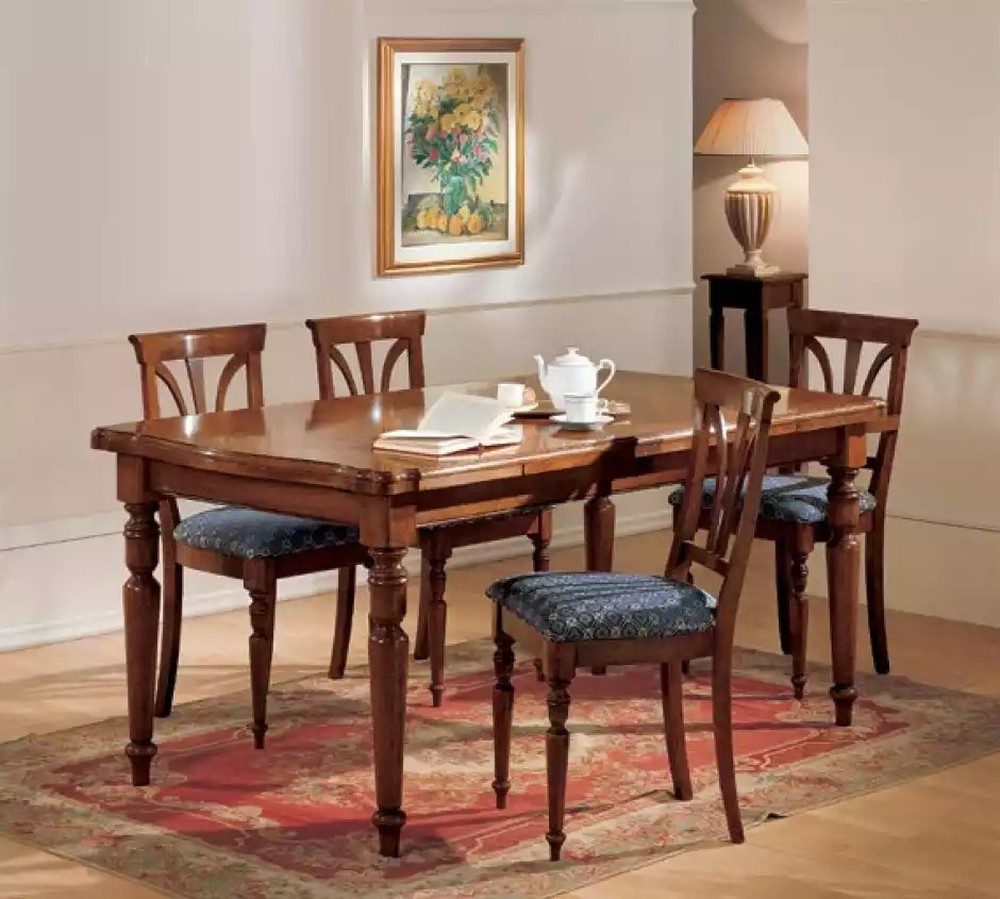 Esszimmer-Set Essgruppe aus Holz mit eleganten Design-Stühlen und ausziehbarem Tisch