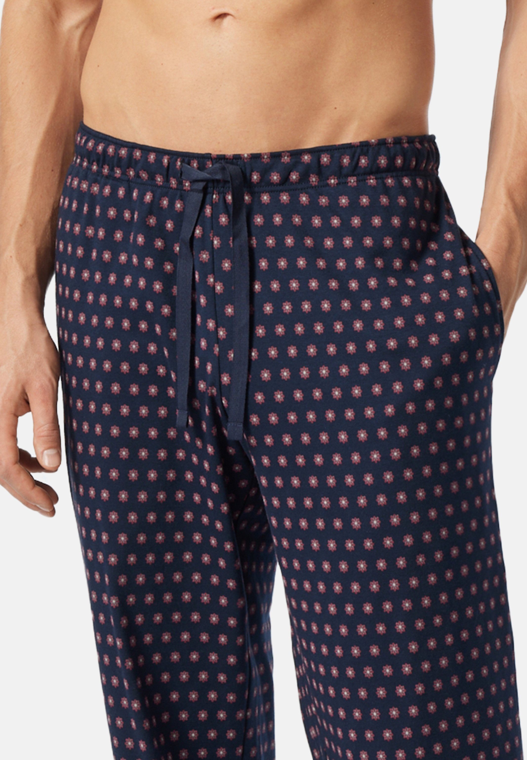 Schiesser Schlafhose Mix + Hose mit Relax - Minimalprint (1-tlg) Herren-Loungehose Dunkelblau Baumwolle Schlafanzug 