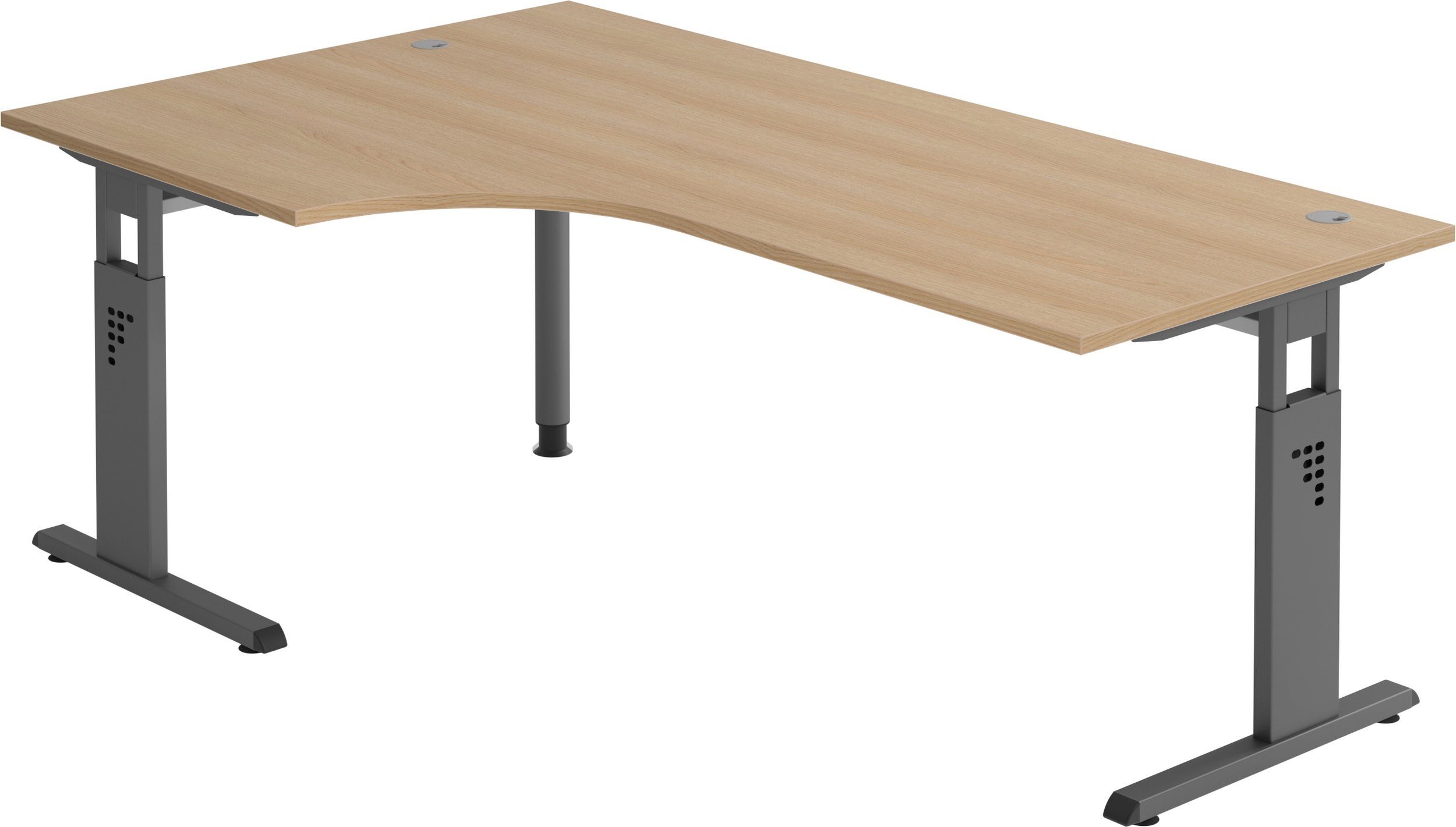 bümö Schreibtisch Schreibtisch Serie-O, Eckform: 200 x 120 cm - Dekor: Eiche - Gestell: Graphit