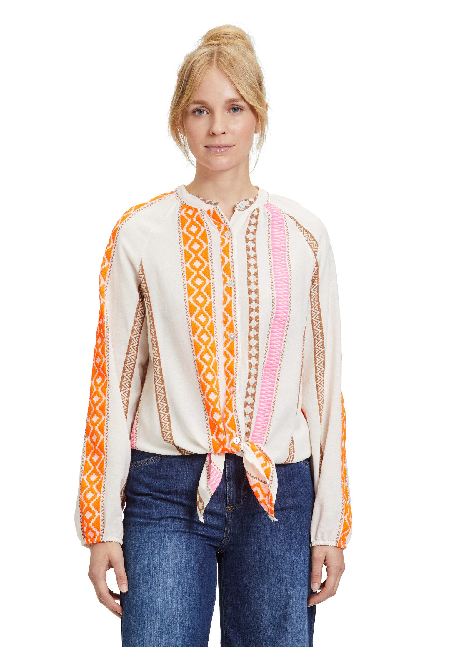 Schlupfbluse Cartoon Damen Oversize-Bluse mit Schleifenknoten