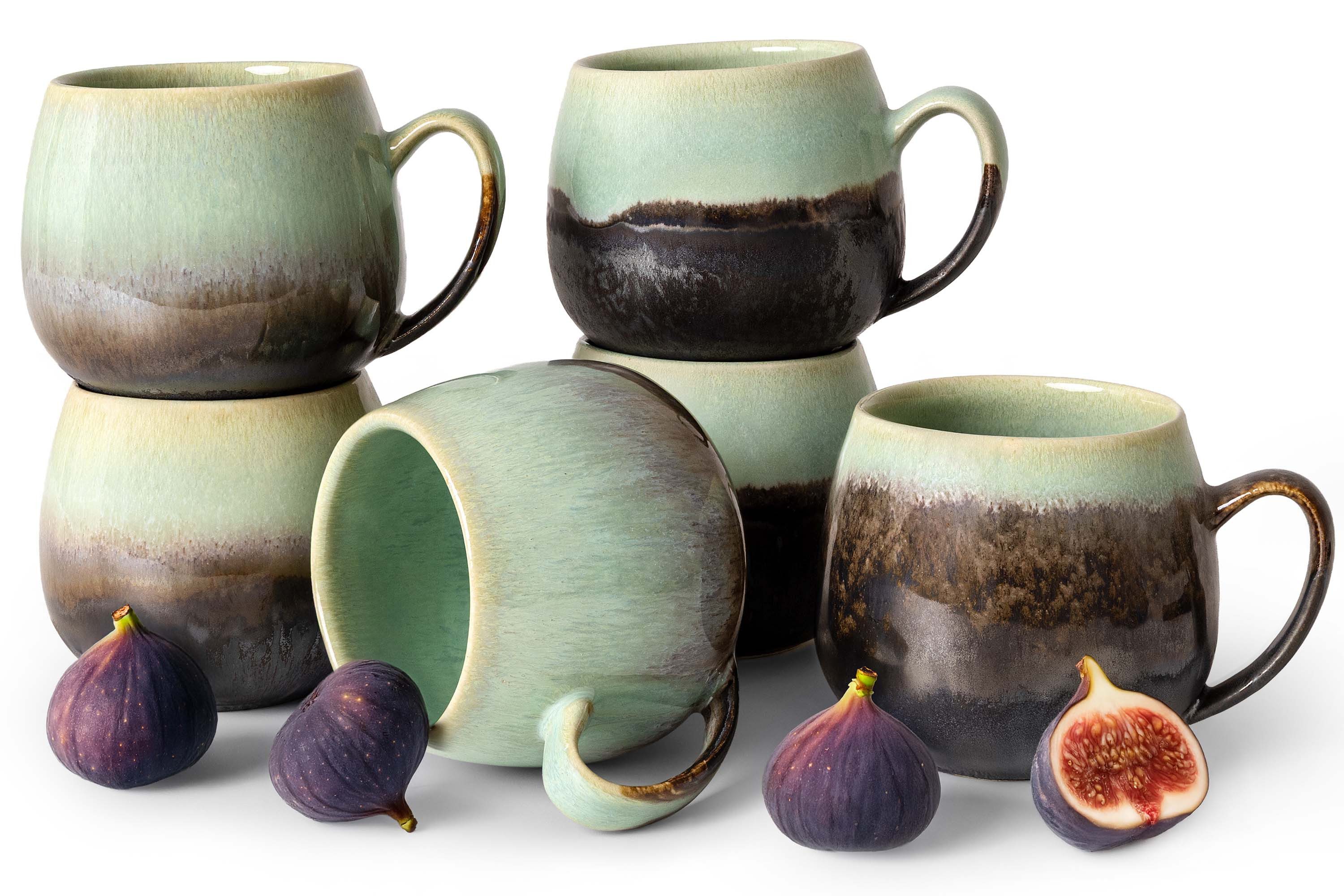 KONSIMO® Tasse PRIMA Becher-Set, 6x Keramiktasse 400 ml, Premiumqualität aus EU, Keramik, jedes Stück ein Unikat, spülmaschinengeeignet, mikrowellengeeignet