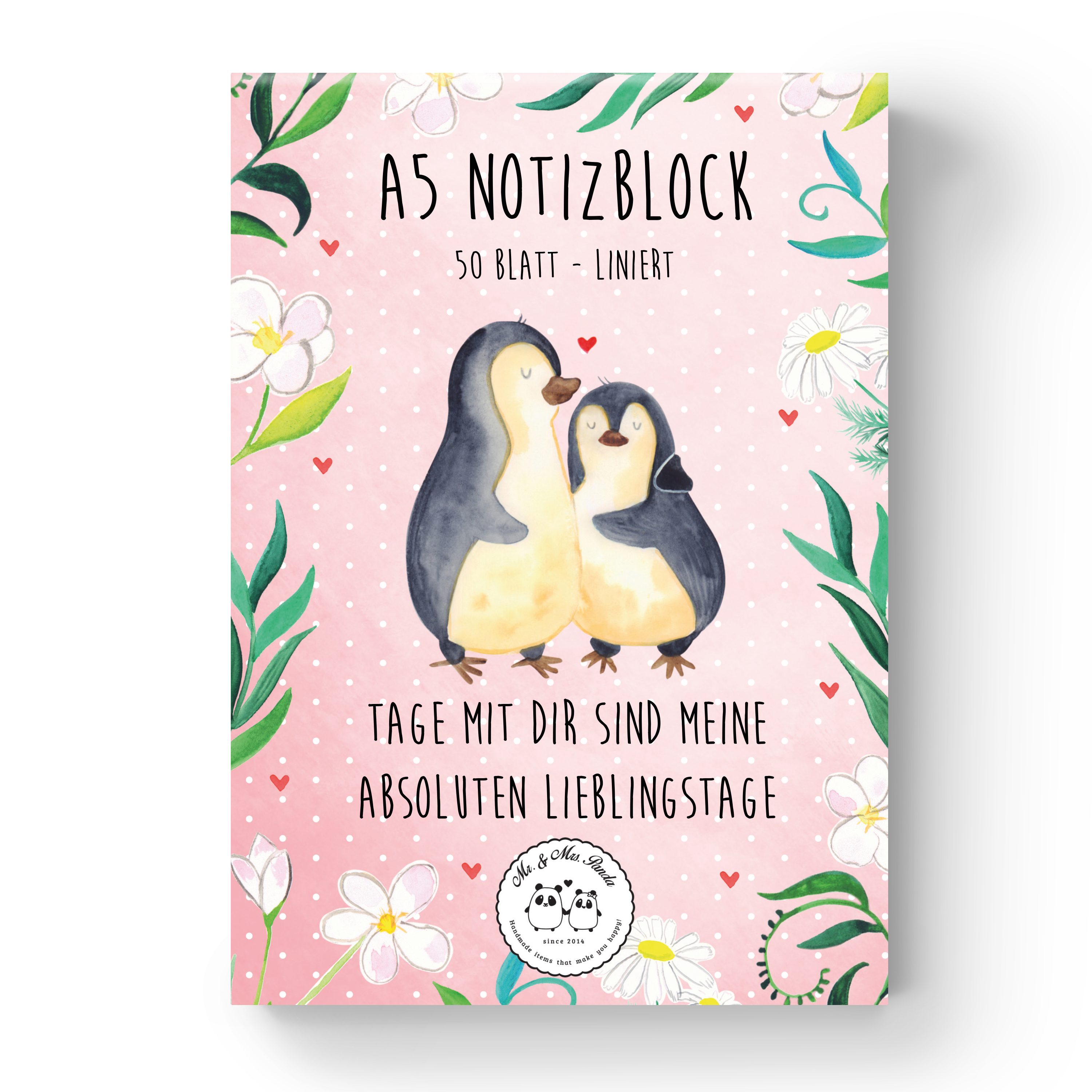 Mr. & Mrs. Panda Notizblock Pinguin Liebe - Weiß - Geschenk, Notizblock, Pinguine, Heiratsantrag