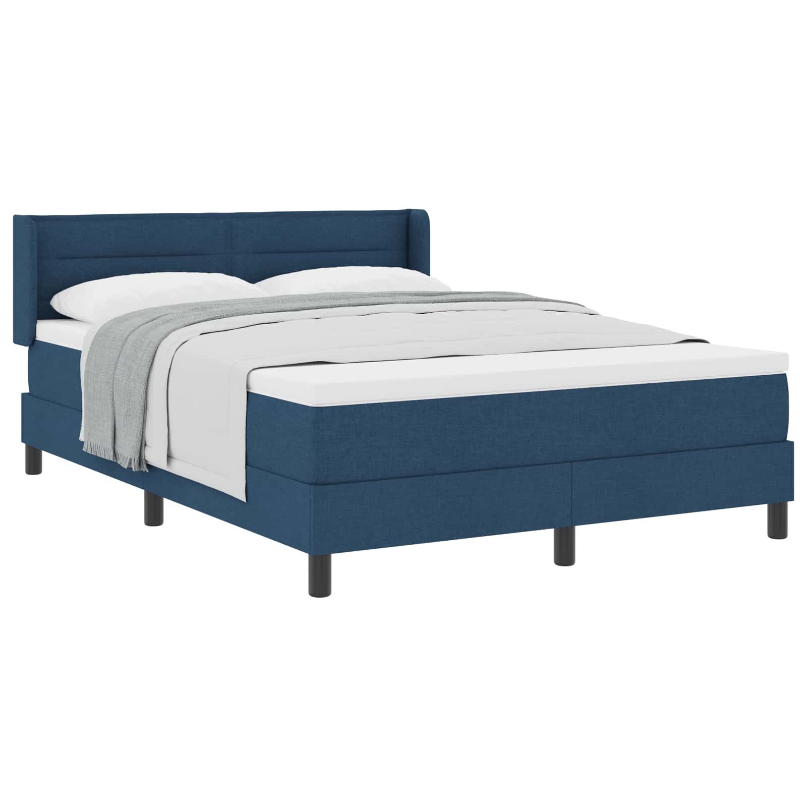 Bett Boxspringbett mit Kopfteil Blau 190 x 140 cm Stoff