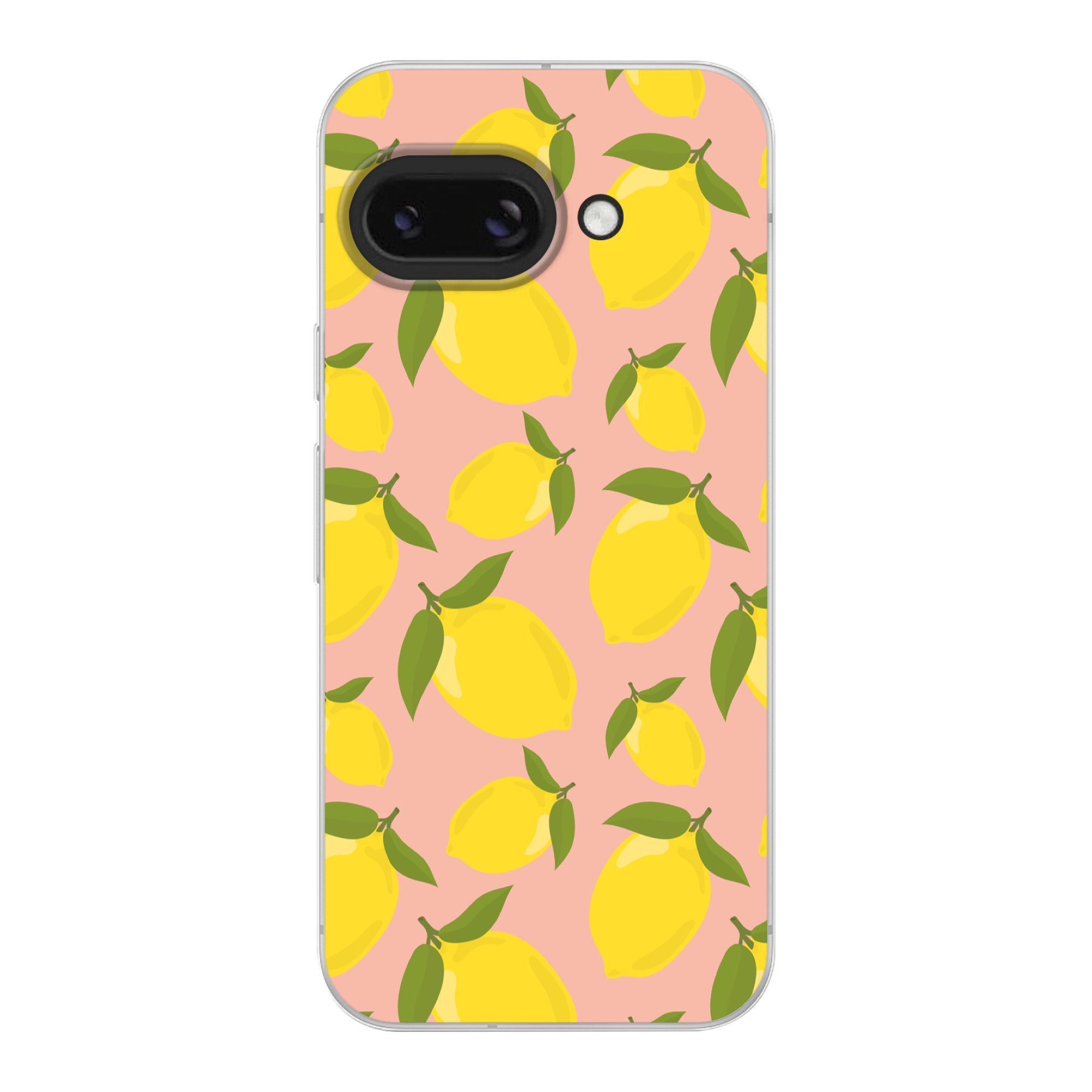 MuchoWow Handyhülle für Google Pixel 9A Zitronen - Gelb - Rosa - Muster - Obst, Phone Case, Silikon, Schutzhülle Dünn