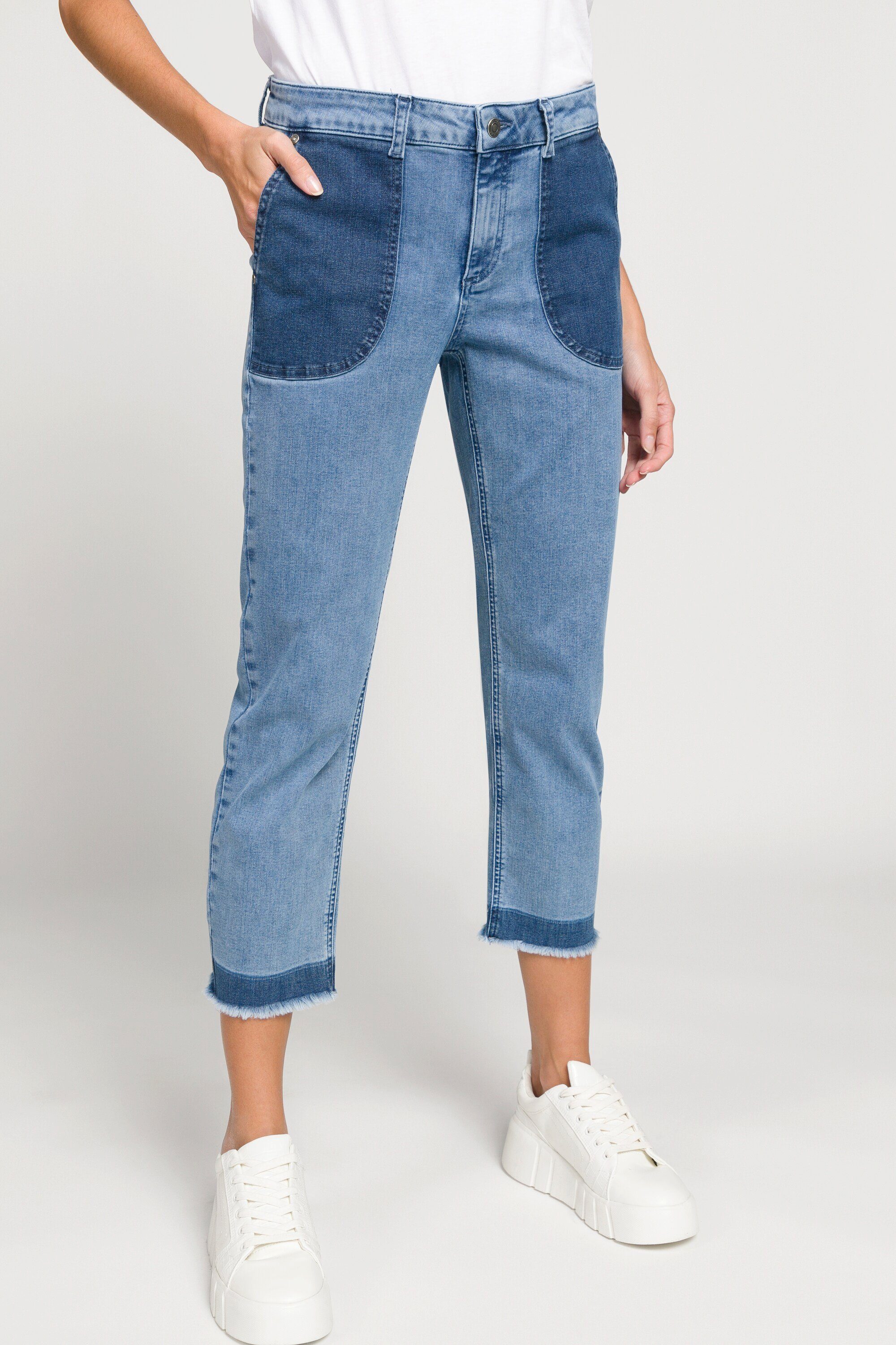 Gina Regular-fit-Jeans Laura Fransensaum Farb 7/8-Jeans Effekte 5-Pocket