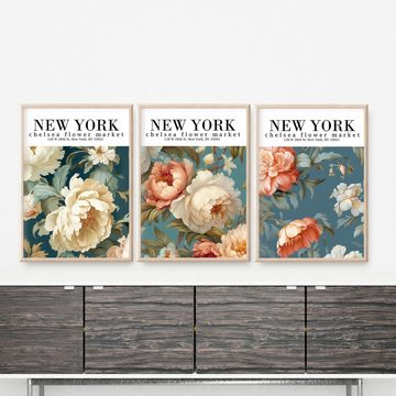 homestyle-accessoires Poster Bilderset NEW YORK FLOWER MARKET A4 oder A3 Prints, Ohne Bilderrahmen