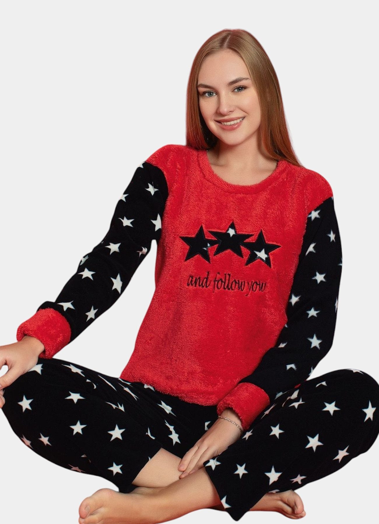 fashionshowcase Pyjama Damen Schlafanzug Set aus weichem Fleece Stoff, Wellsoft 3 Designs (Pyjama-Set, Zweiteiliges Set bestehend aus Oberteil und Hose) Wärmender Welsoft-Stoff
