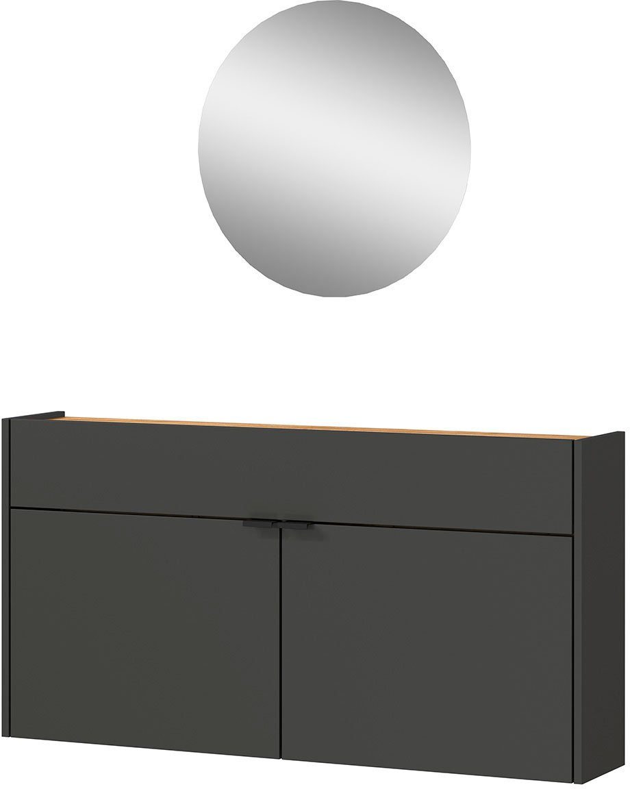 GERMANIA Garderoben-Set Ameca, (Set, 2-St), Mehrzweckschrank und Spiegel, geringe Tiefe, ideal für schmale Flure