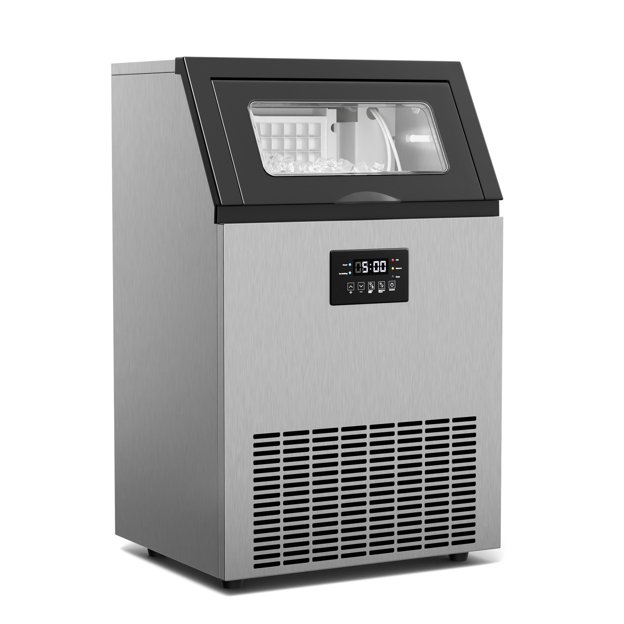 Klarstein Eiswürfelmaschine Glacial Eiswürfelbereiter, 15 kg Eisbehälter 55 kg Eis in 24 Stunden LED Selbstreinigung