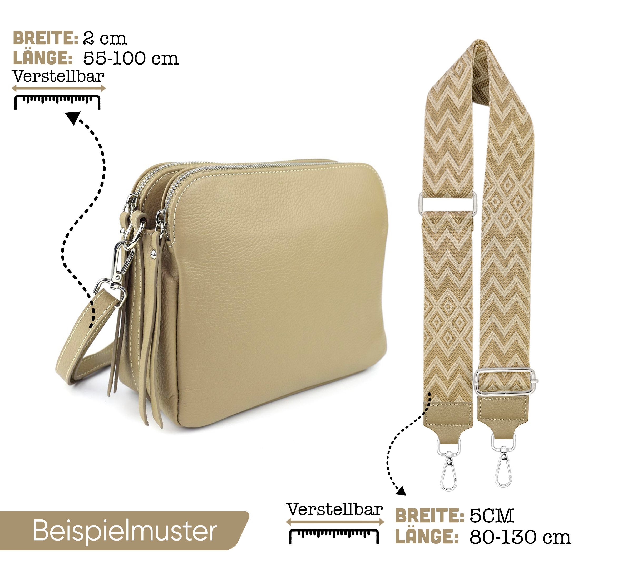 SEVA Schultertasche Umhängetasche mit 3 hauptfächer, Crossbody Tasche Damen Leder groß (verstellbaren Schulterriemen, 3Fächer, Echtleder, Erhältlich in verschie – Bild 3 von 4