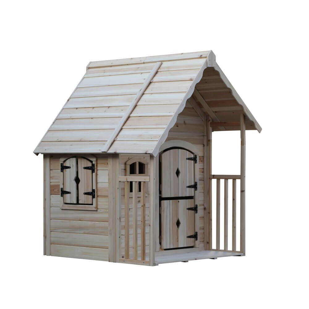 HOME DELUXE Spielhaus aus Holz KIMI - 120 x 130 x 140 cm, mit Terrasse & Stabile Holzkonstruktion, Gartenhaus für Kinder