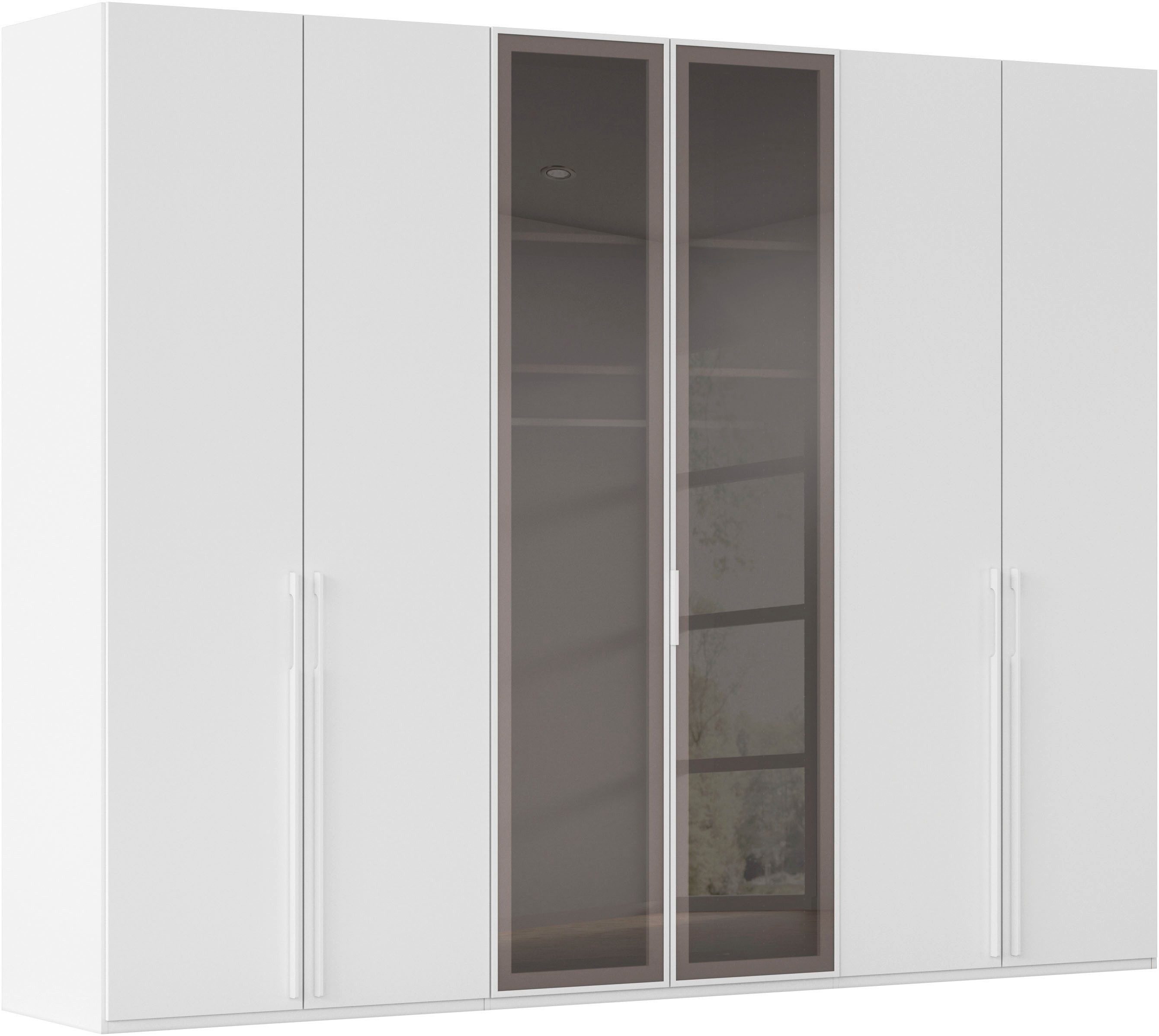 rauch Drehtürenschrank Schrank Garderobe SKAT SHINE Breiten 151/201/251/301cm, Höhe 223/235cm (3 verschiedene Ausstattungen BASIC/CLASSIC/PREMIUM (inkl. SOFT-CLOSE) edle Schrankfront mittig hochwertige Glasrahmentüren MADE IN GERMANY