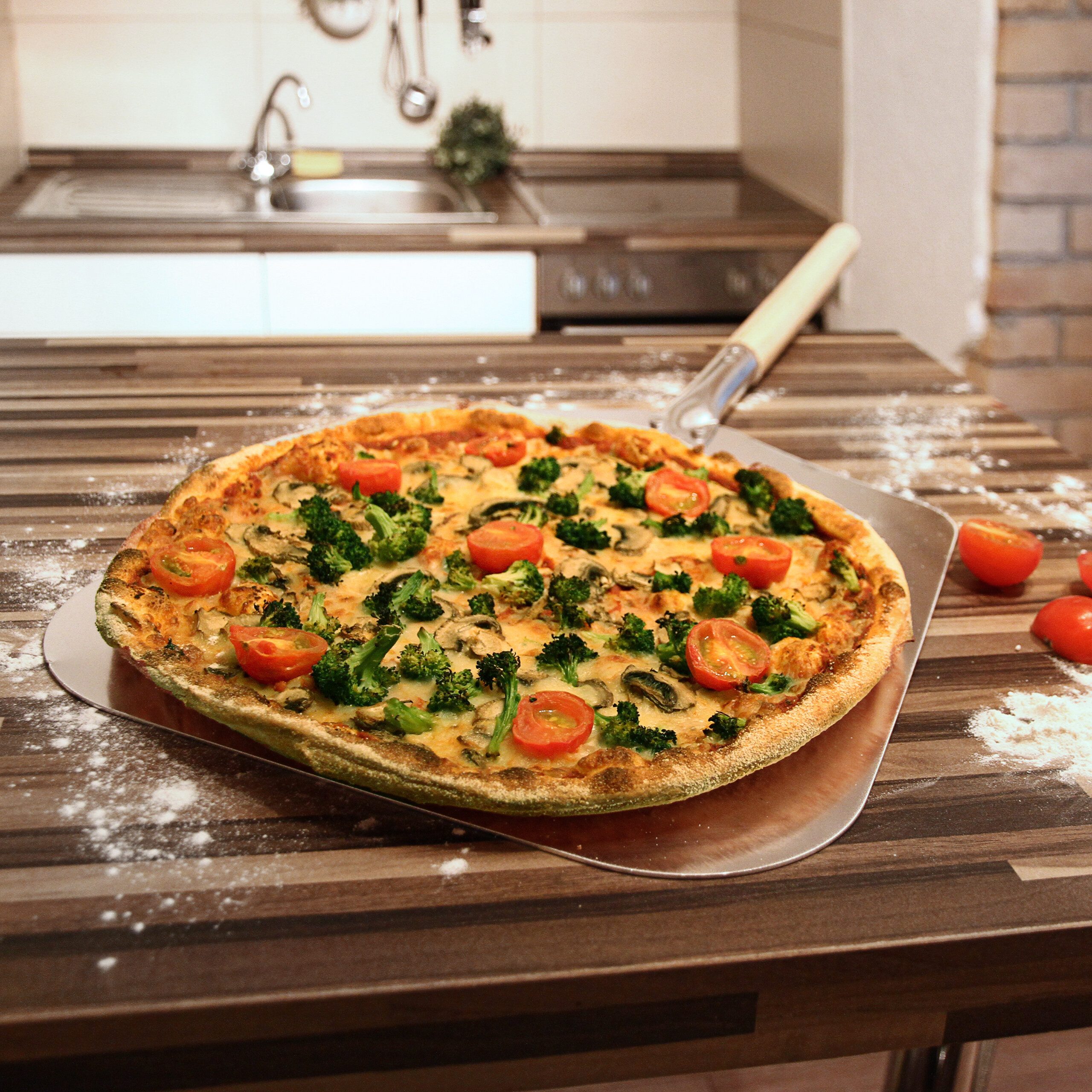relaxdays Pizzaschieber Pizzaschaufel eckig