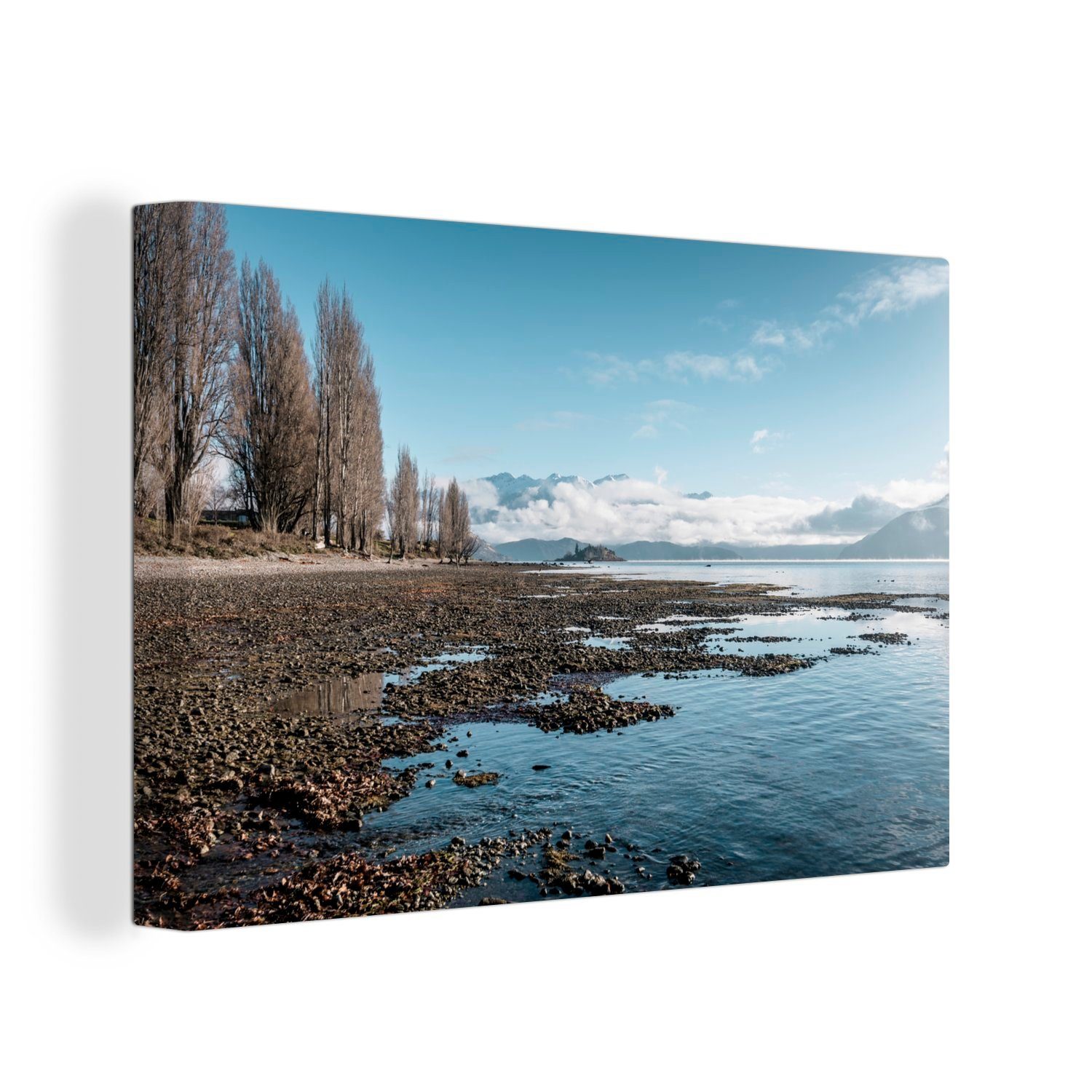 OneMillionCanvasses® Leinwandbild Wasser - Stein - Wandbild cm Wanddeko, Aufhängefertig, See, (1 St), 30x20 Leinwandbilder