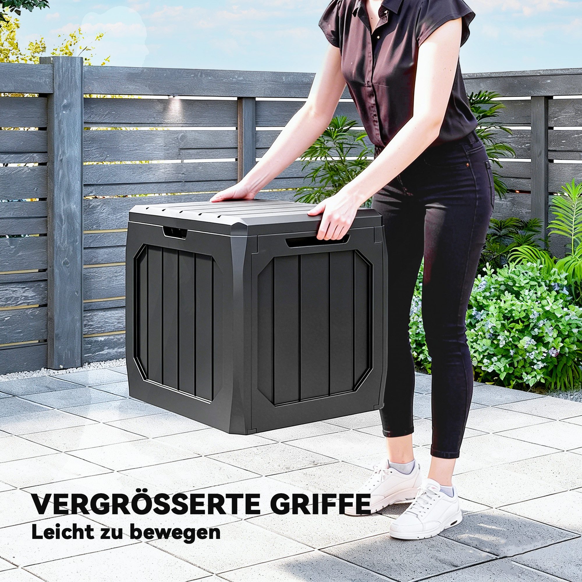 Outsunny Gartenbox 121 Liter aus Kunststoff Wasserdicht Aufbewahrungsbox (Kissenbox, 1 St., Auflagenbox), für Balkon Terrasse – Bild 5 von 5