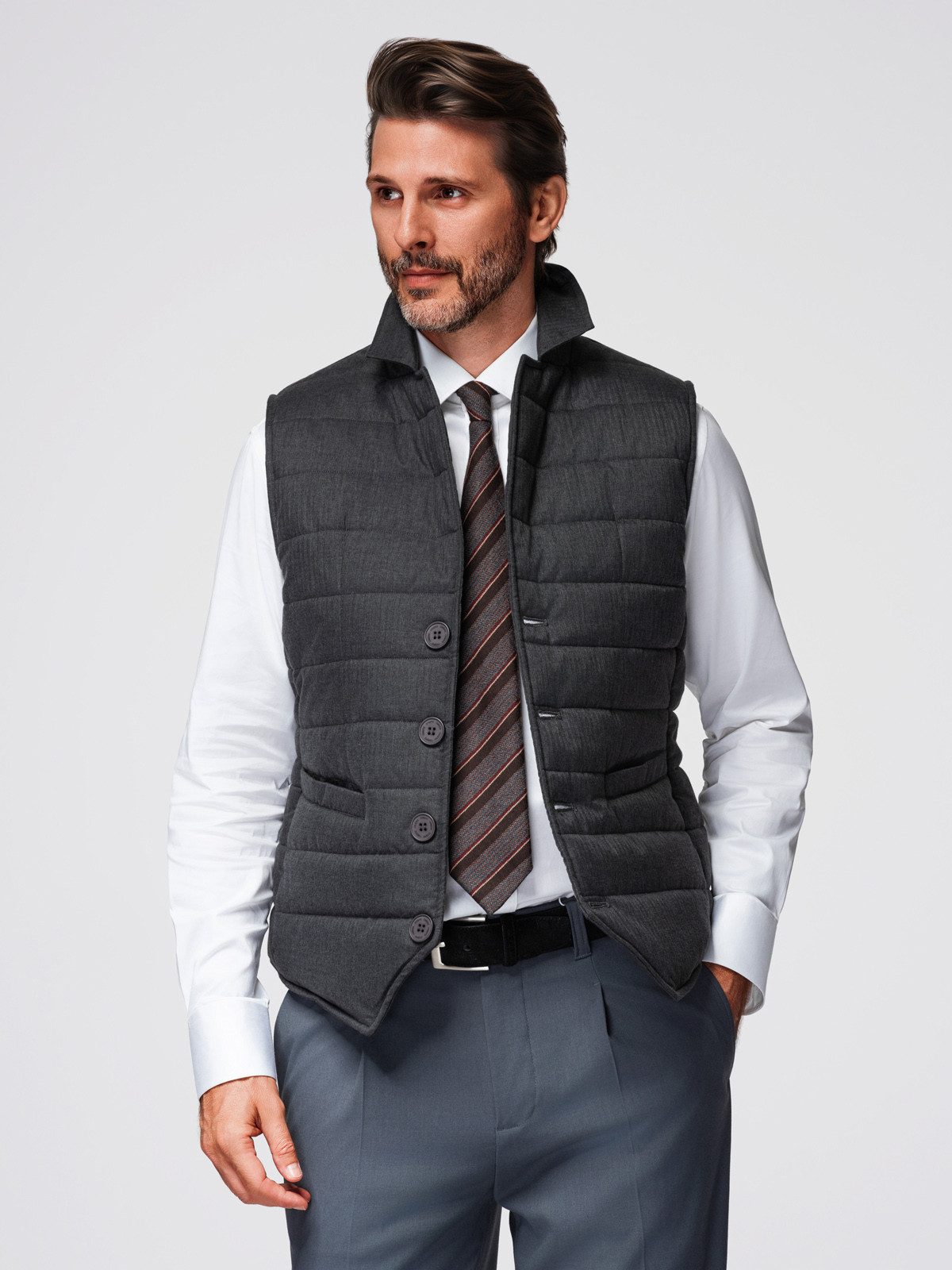 OMBRE Steppweste Quintessence Damen-Steppweste mit Slim Fit Taillenregulierung hinten mittels Gürtel und Knöpfen – Bild 3 von 5