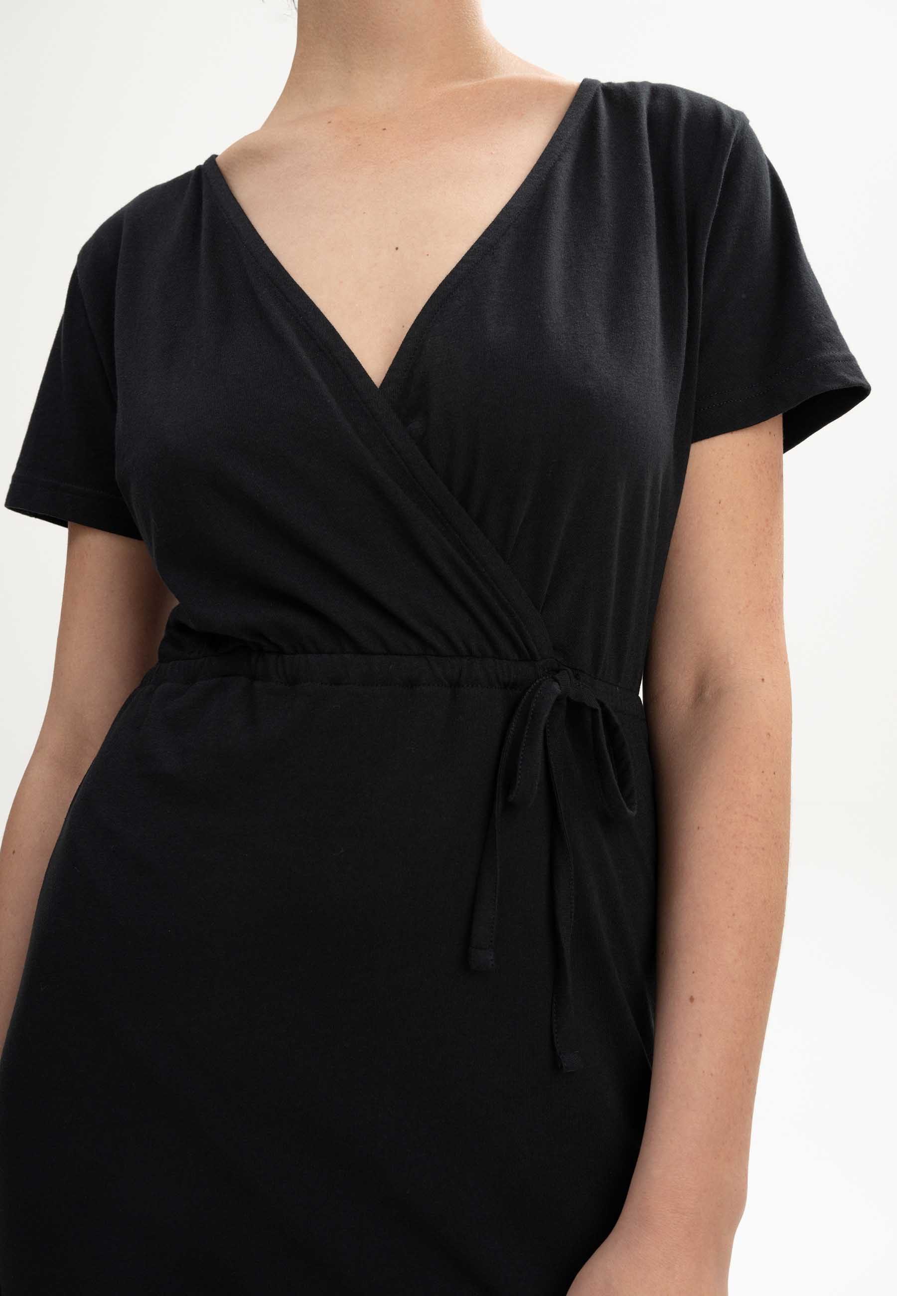 MELA Jerseykleid V-Neck Kleid lang Style SHREOSHI Bindegürtel