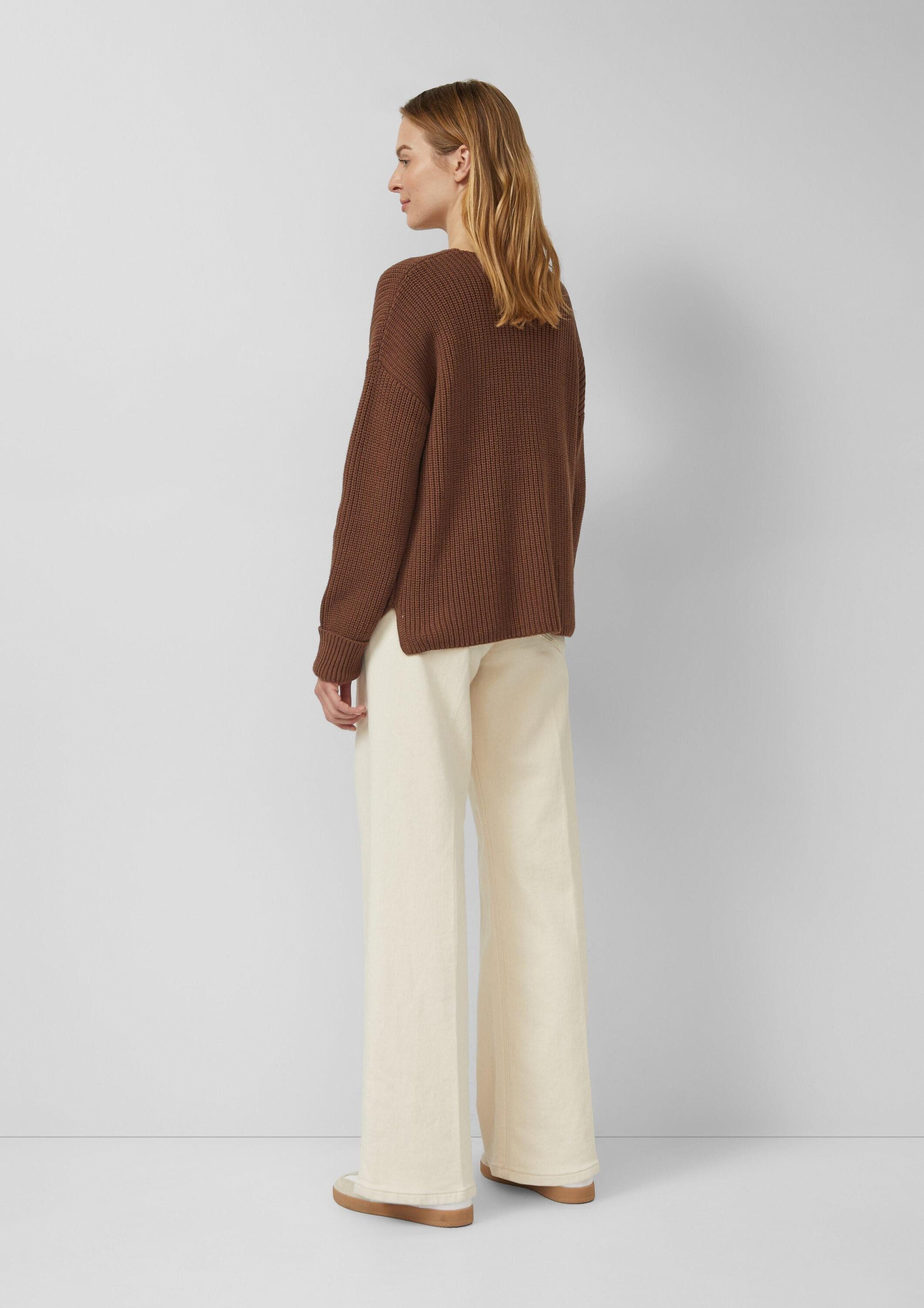 s.Oliver Longpullover Strickpullover Grobstrickpullover mit V-Ausschnitt im Relaxed Fit