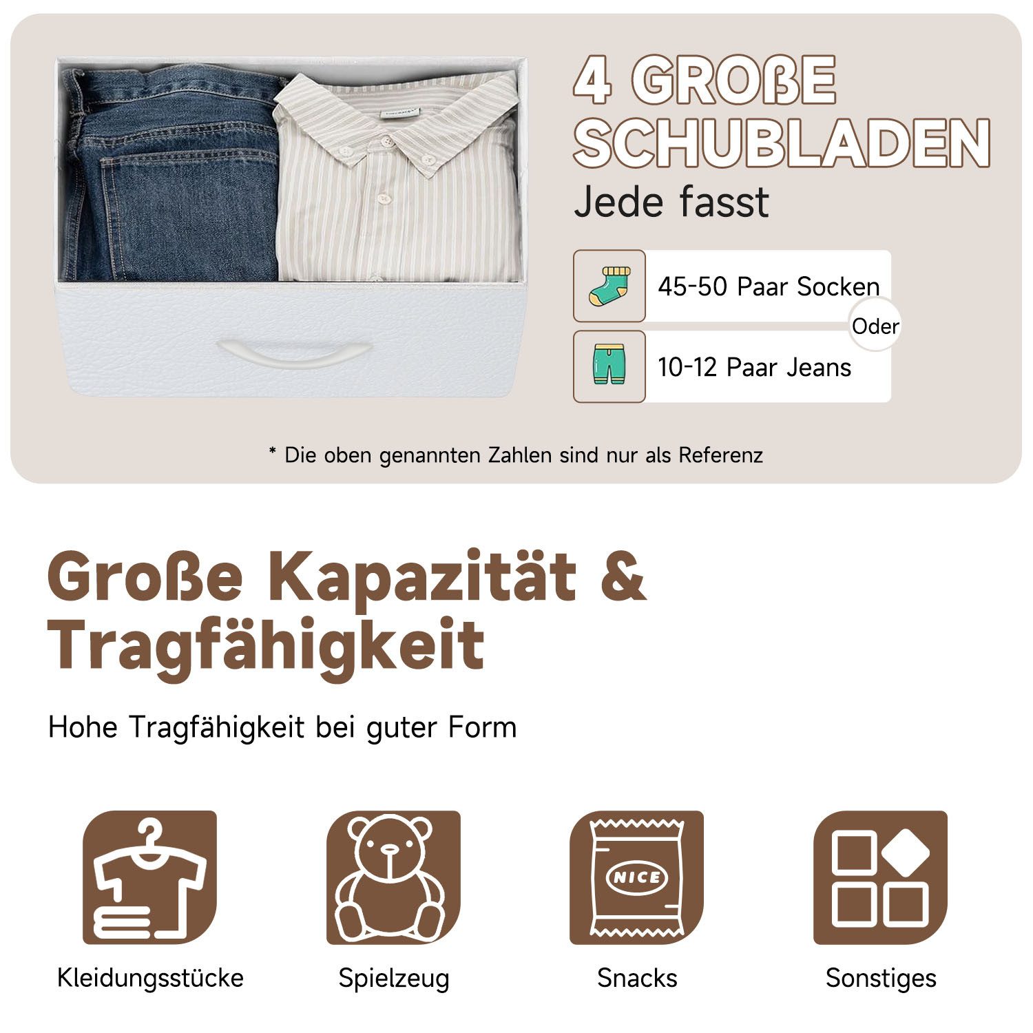 Refined Living Kommode Schubkastenkommode mit 2/4/5 /7/8/9 Schubladen stabilem Stahlrahmen (Beistelltisch mit Holzoberfläche und Stoffschubladen Modernes Design, Kommode Wohnzimmer mit Stabiler Stahlrahmen, Holzplatte 95cm Hoch), Kommode Geeignet für Kleidung, Kinder, Wohnräume, Flure, Eingänge