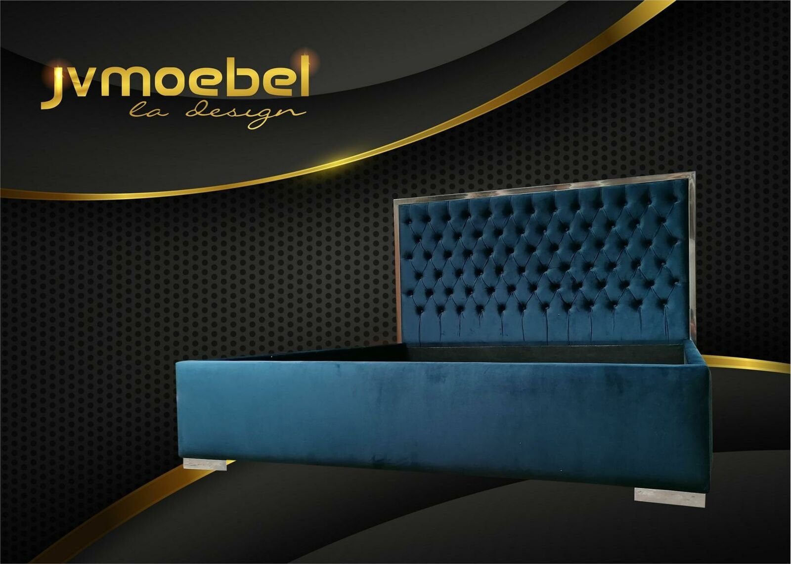 JVmoebel Bett, Bett Polster Design Luxus Doppel Betten Blau180x200cm