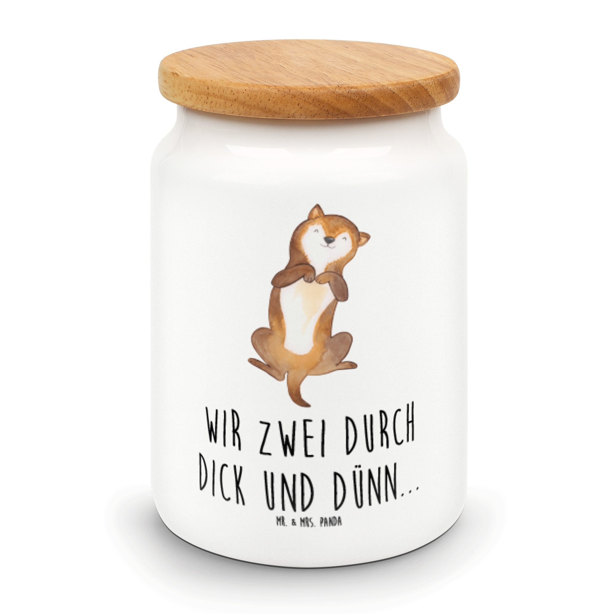 Mr. & Mrs. Panda Vorratsdose Hund Bauchkraulen - Weiß - Geschenk, Sprüche, Hunde, Leckerlidose, Vo, Keramik, (1-tlg)