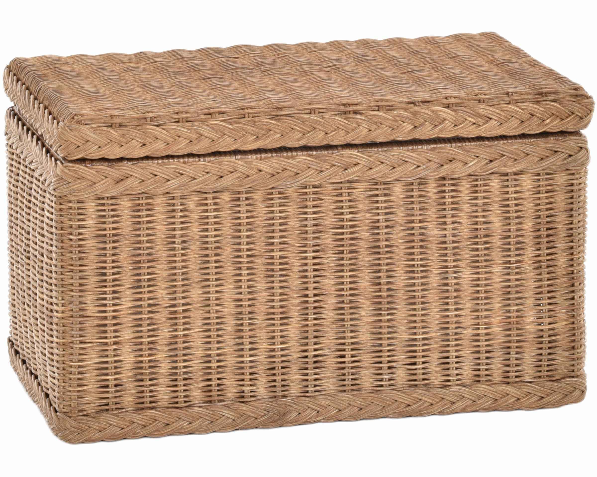 Wäschetruhe Truhe/Wäschetruhe Rechteckig aus Rattan mit stabilem Deckel und Inlett