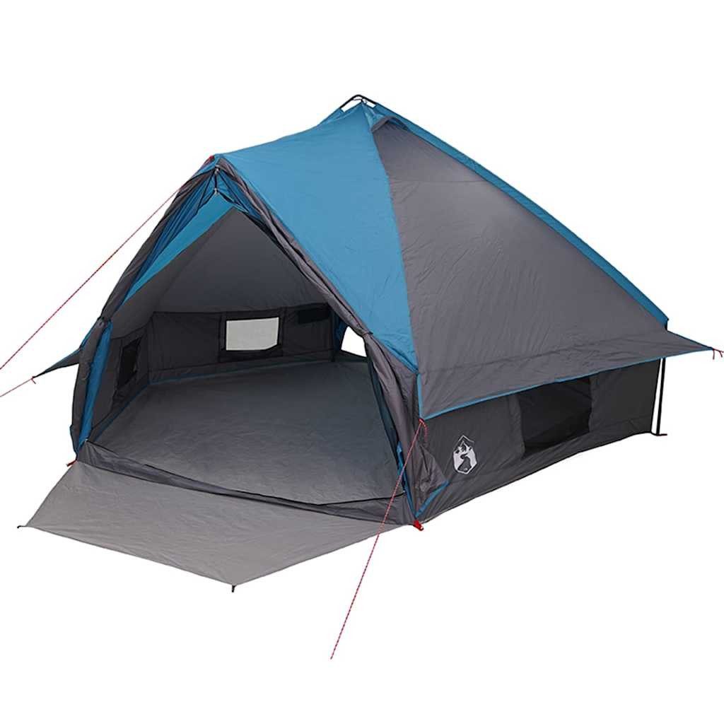 furnicato Faltzelt Teepee-Zelt 567x470x242 cm Blau-Grau, (1 tlg), Großes Tipy mit E-Port, Belüftungsfenstern und Platz für 10 Personen