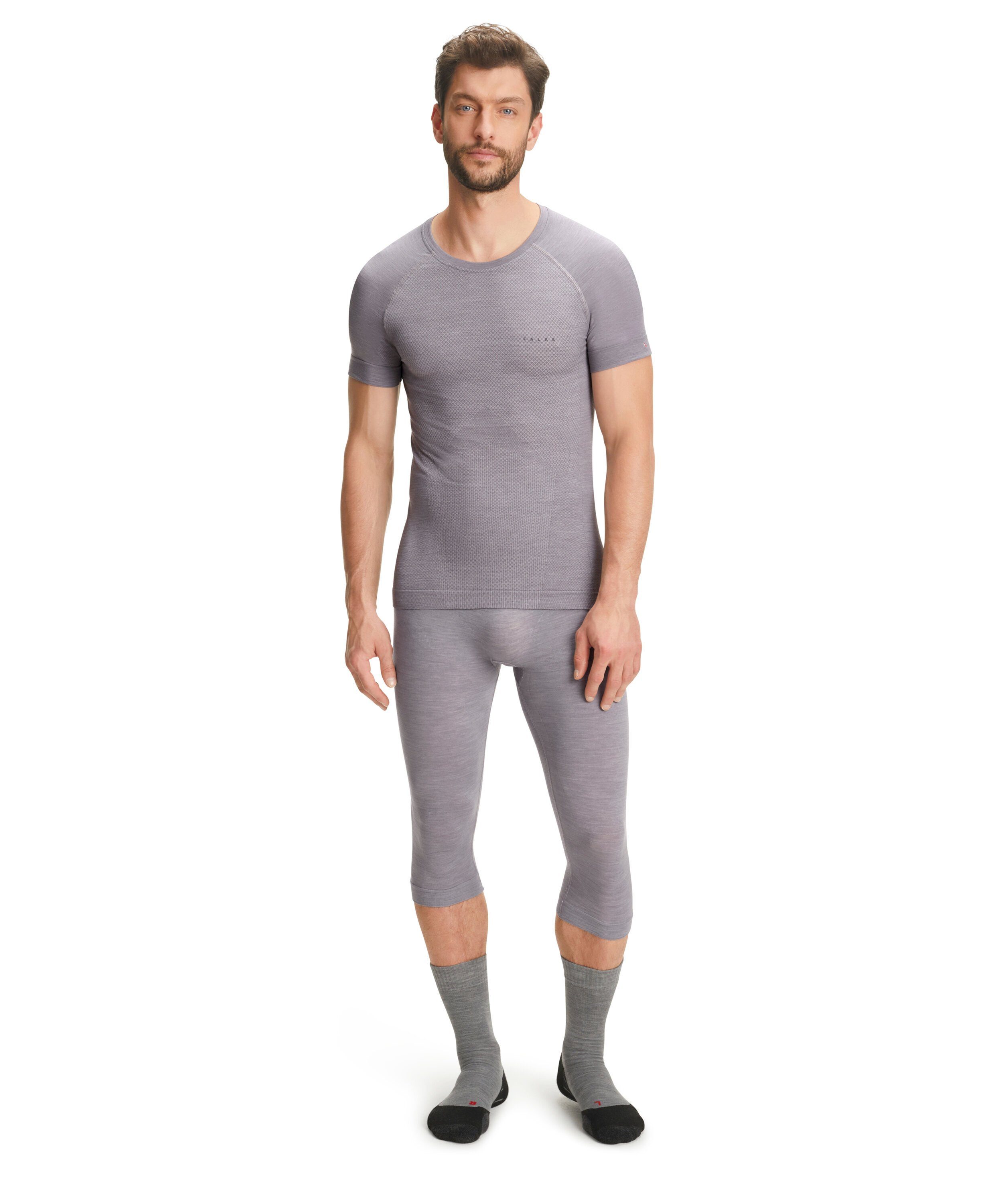 Merinowolle Light mit feinster (3757) FALKE (1-tlg) Wool-Tech grey-heather Funktionsshirt