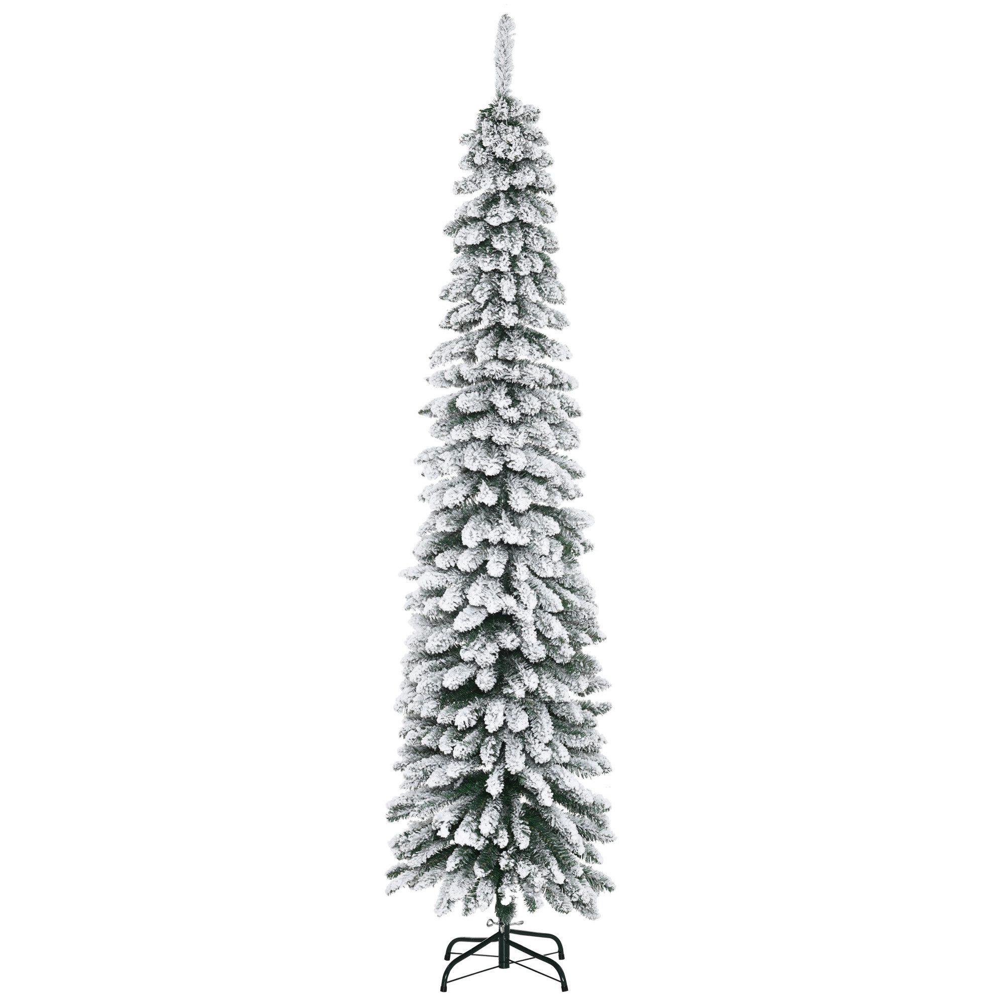 HOMCOM Künstlicher Weihnachtsbaum 210 cm Christbaum mit 490 Spitzen, klappbar Metallständer, Künstlicher Baum, für Weihnachten Deko, grün+weiß